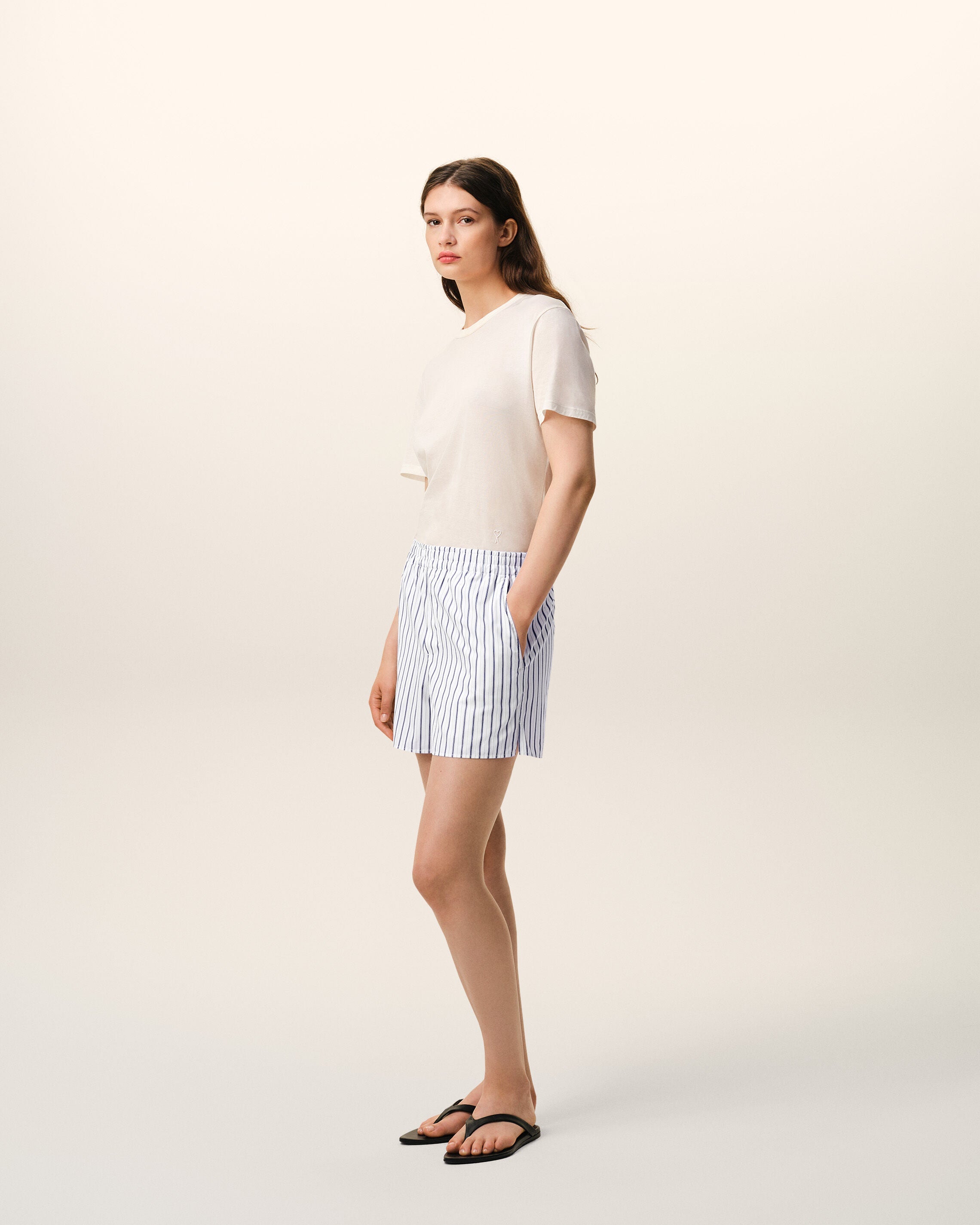 White Cotton Elasticated Shorts