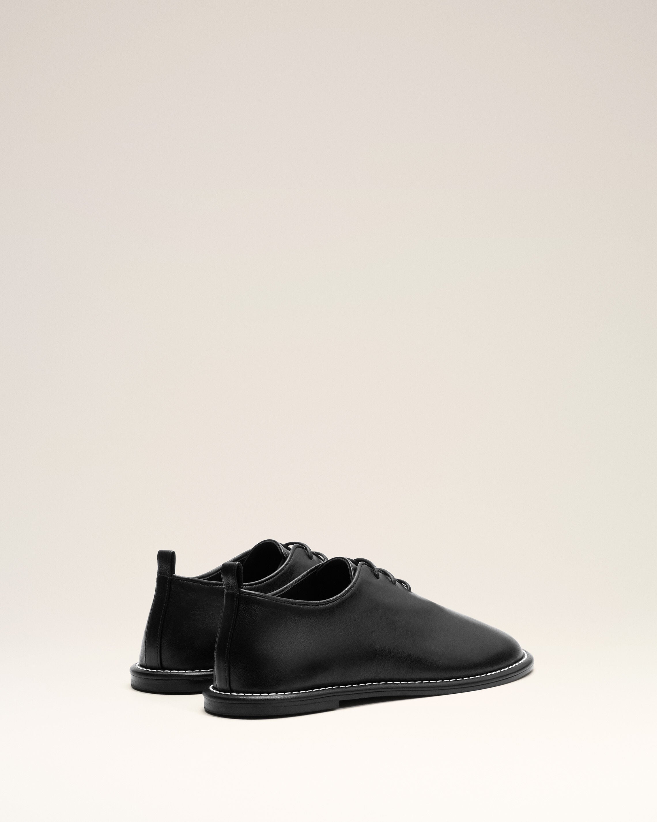Black Cow Leather Midi Derbies Shoes