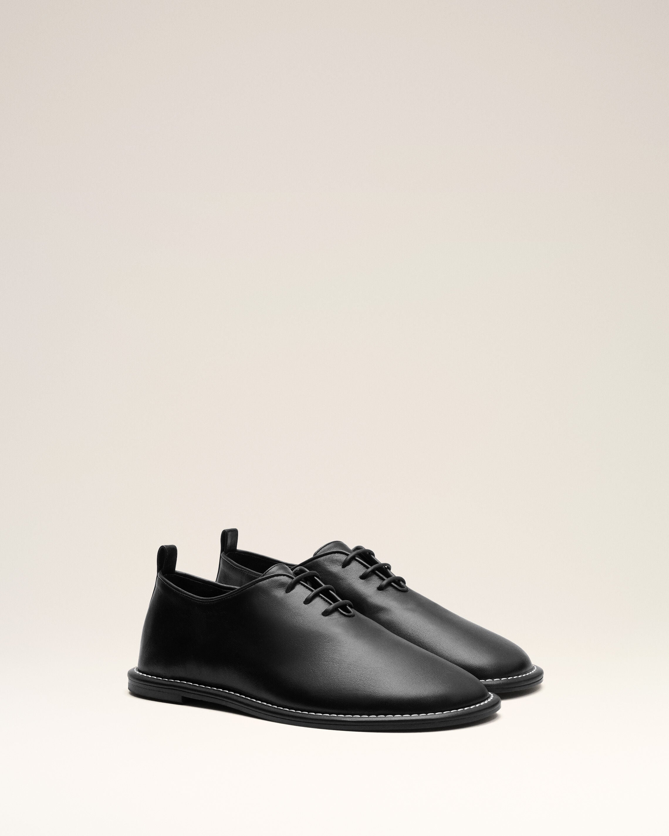 Black Cow Leather Midi Derbies Shoes