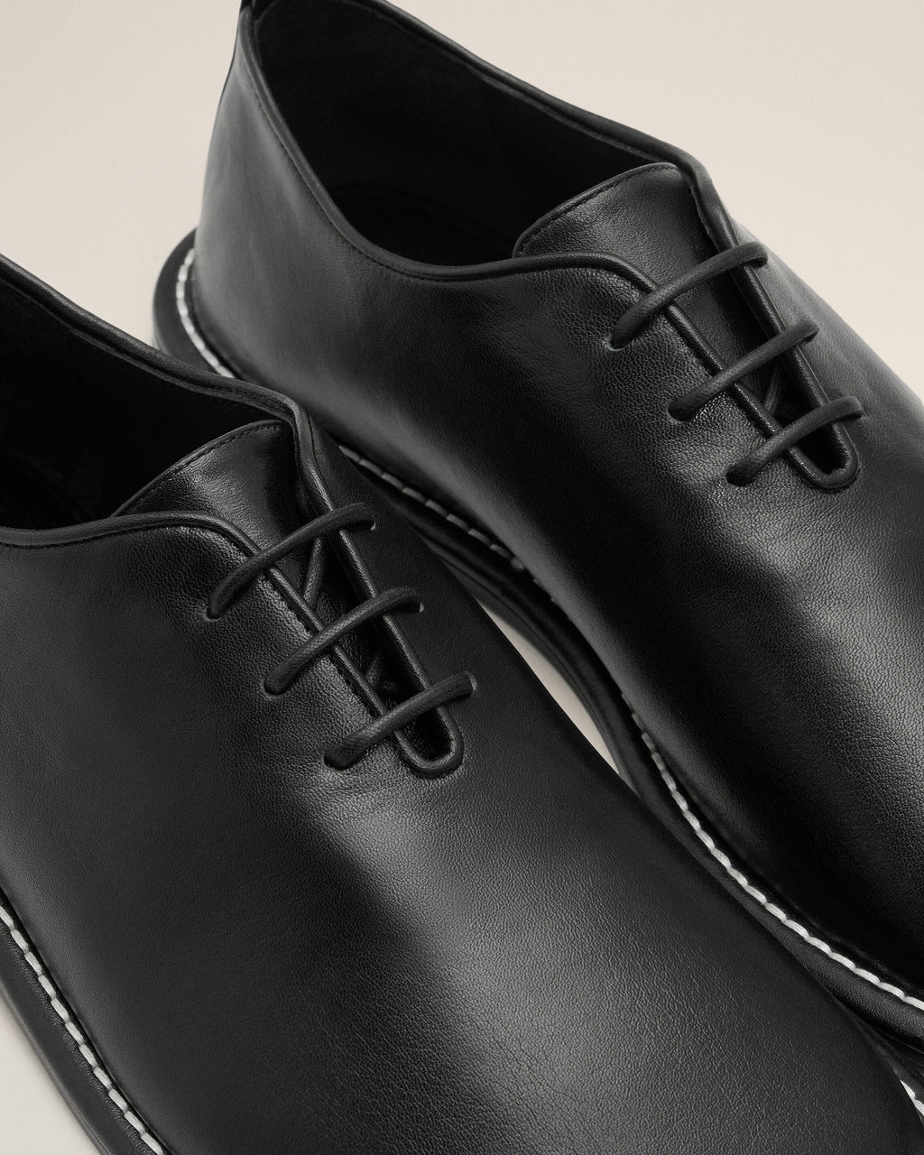 Black Cow Leather Midi Derbies Shoes
