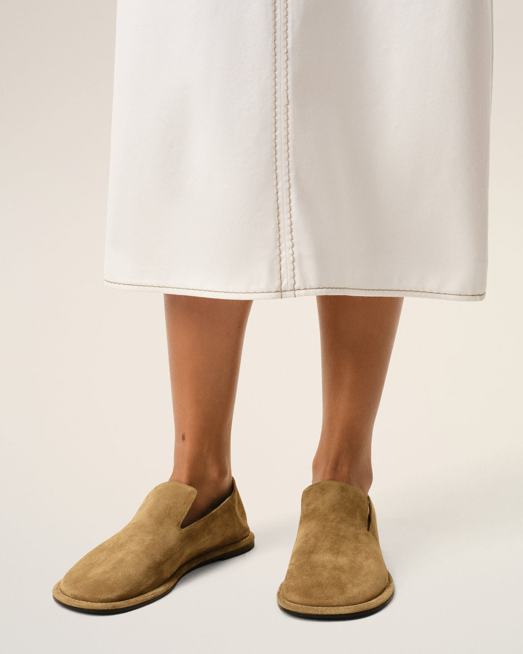 Brown Cow Leather Midi Slippers