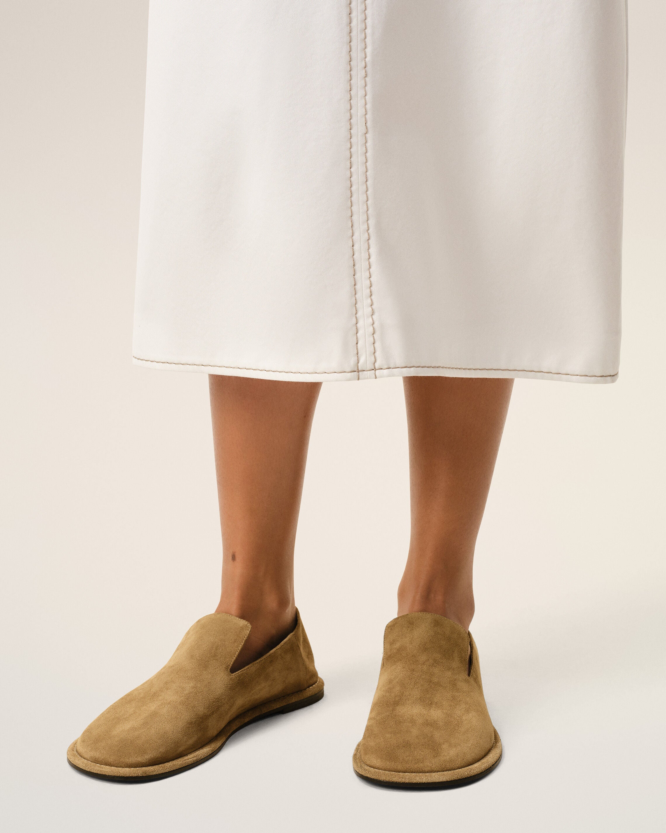 Brown Cow Leather Midi Slippers