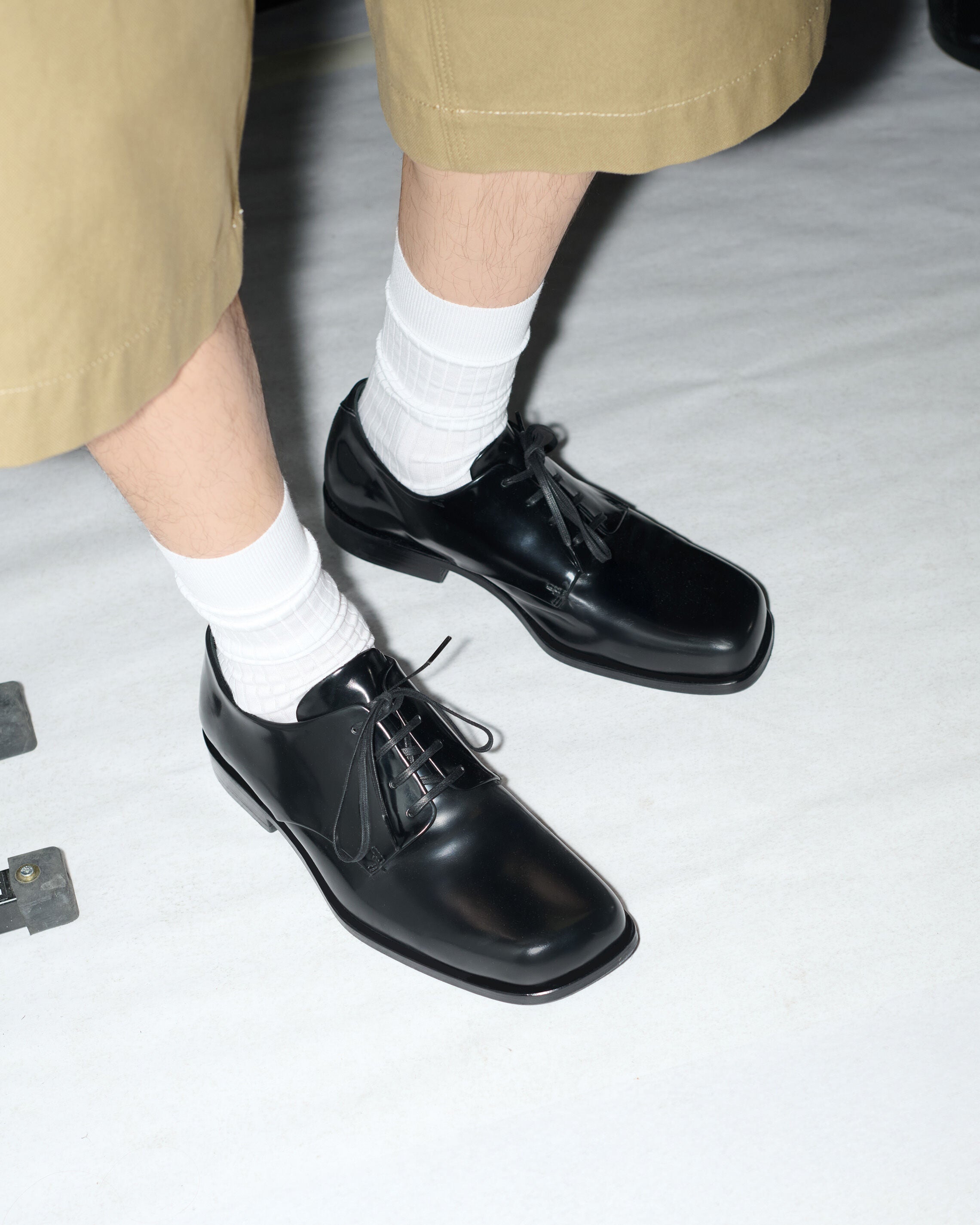Black Cow Leather Derbies Shoes