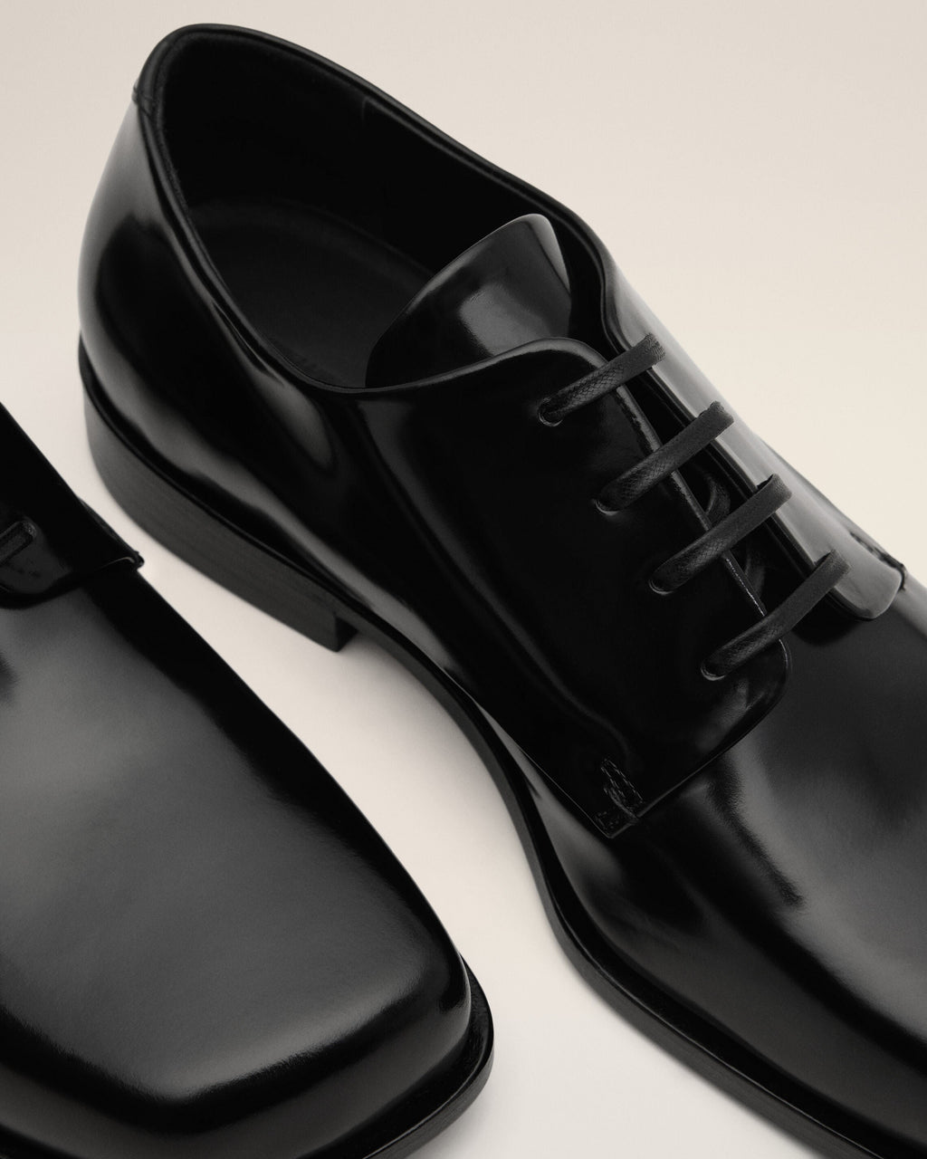 Black Cow Leather Derbies Shoes