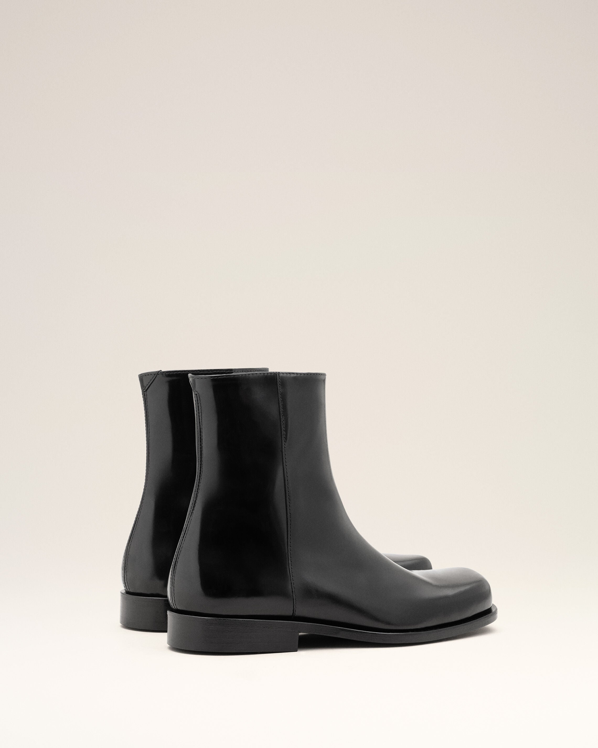 Black Cow Leather Ankle Boots
