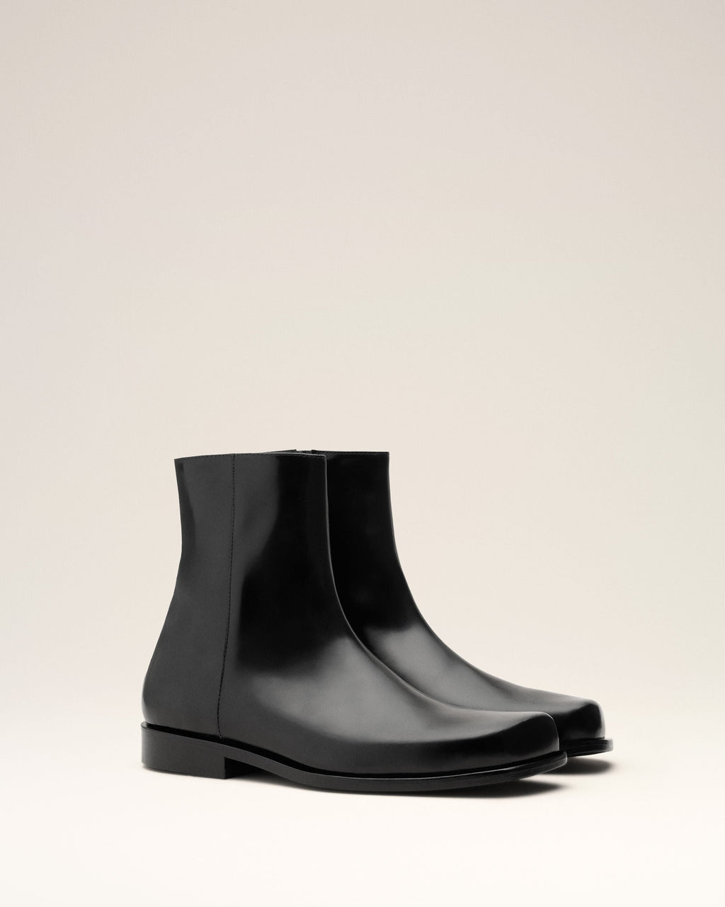 Black Cow Leather Ankle Boots