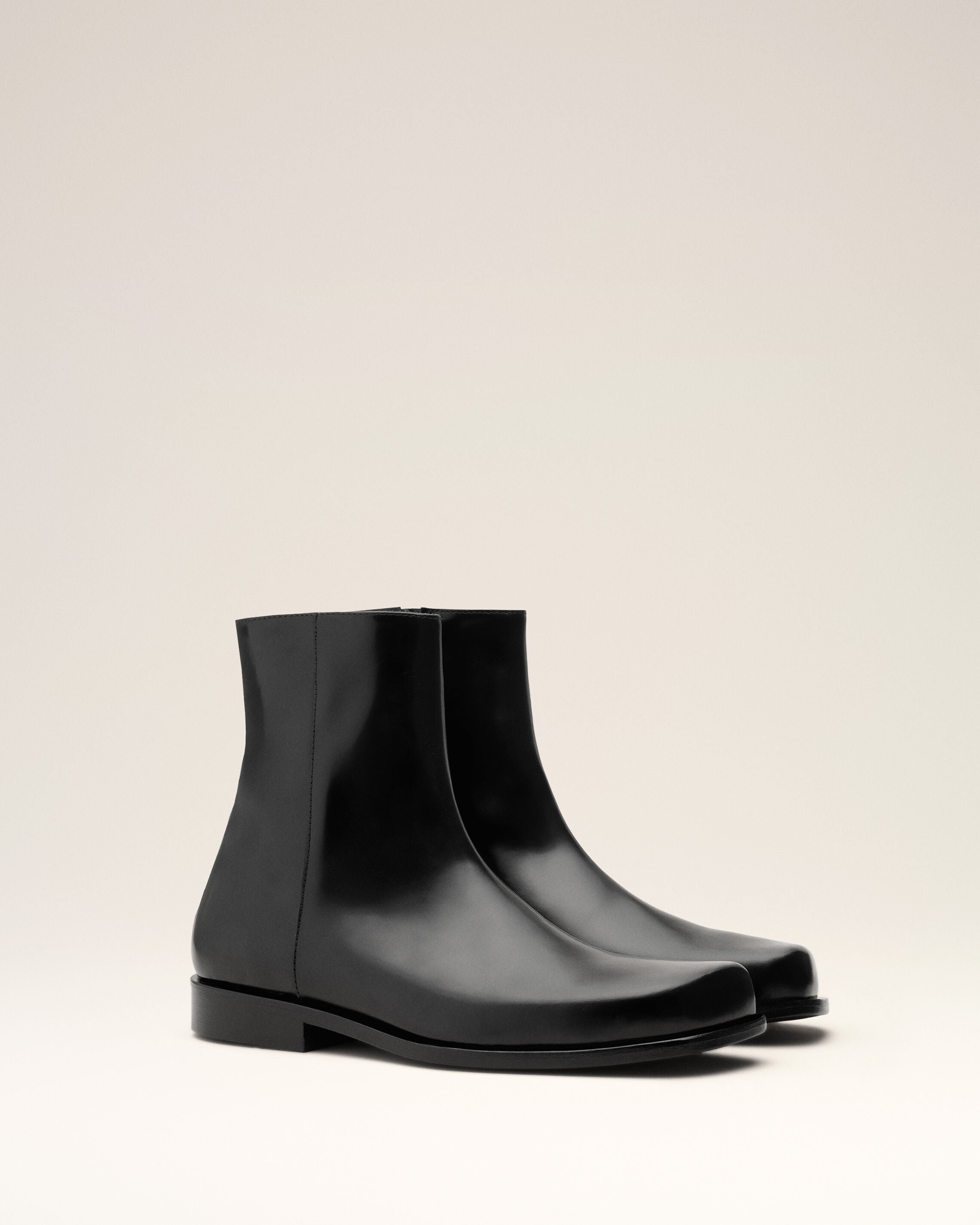 Black Cow Leather Ankle Boots