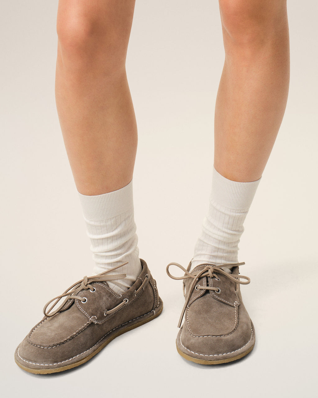 Grey Cow Leather Boat Shoes