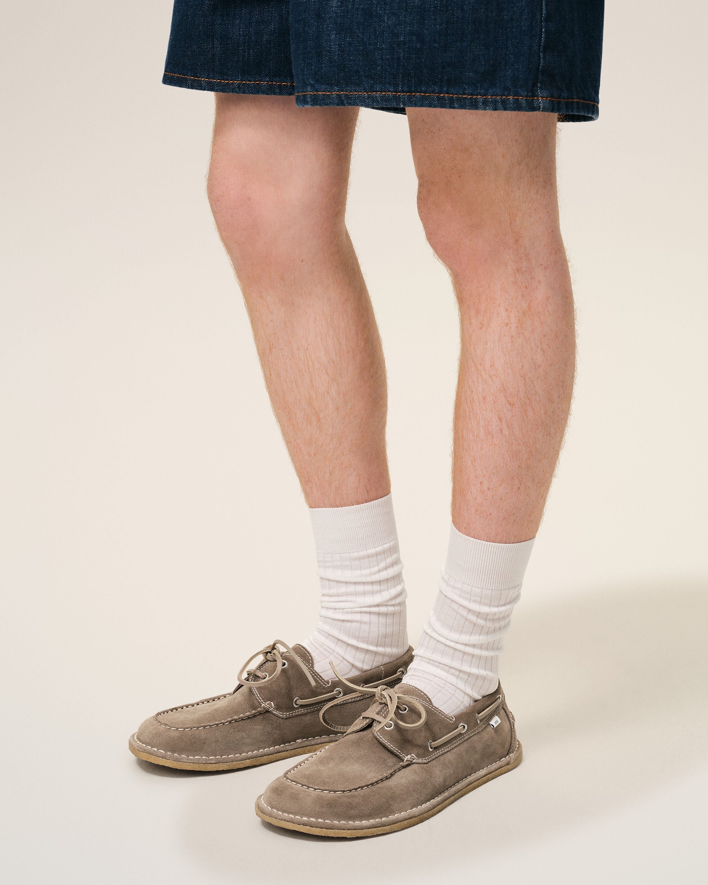 Grey Cow Leather Boat Shoes