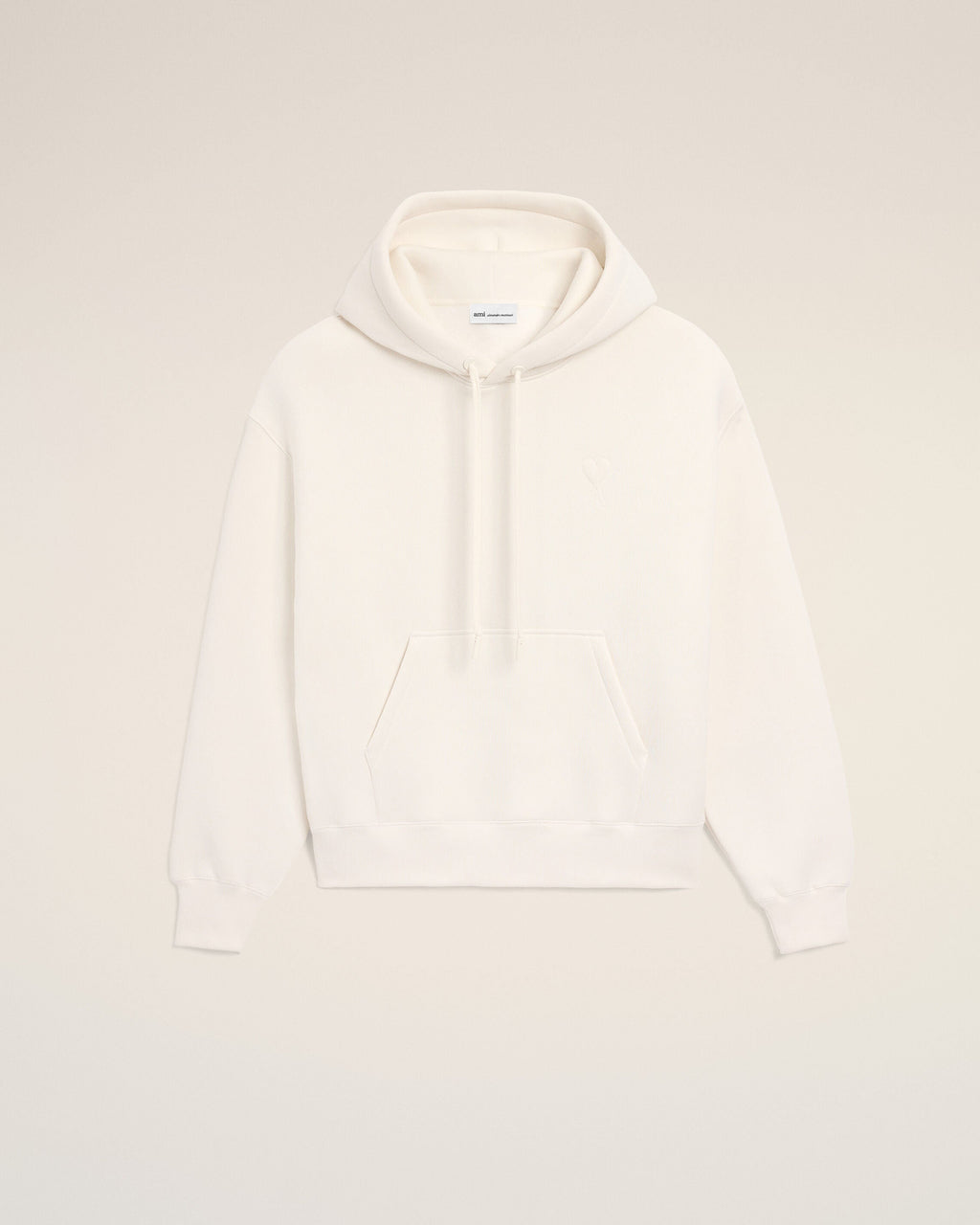 White Cotton Embossed Ami De Coeur Hoodie