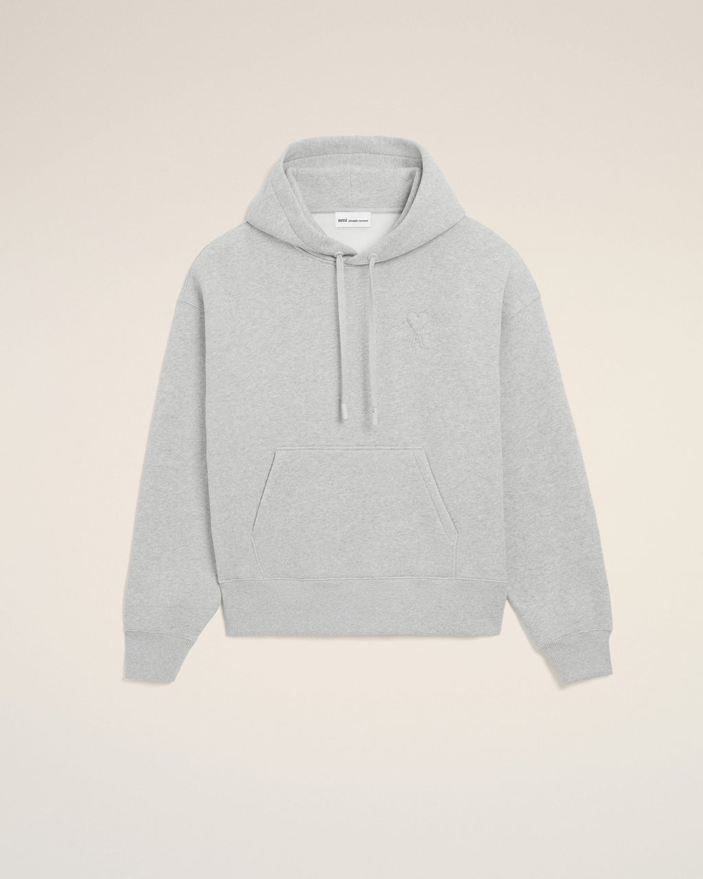 Grey Cotton Embossed Ami De Coeur Hoodie