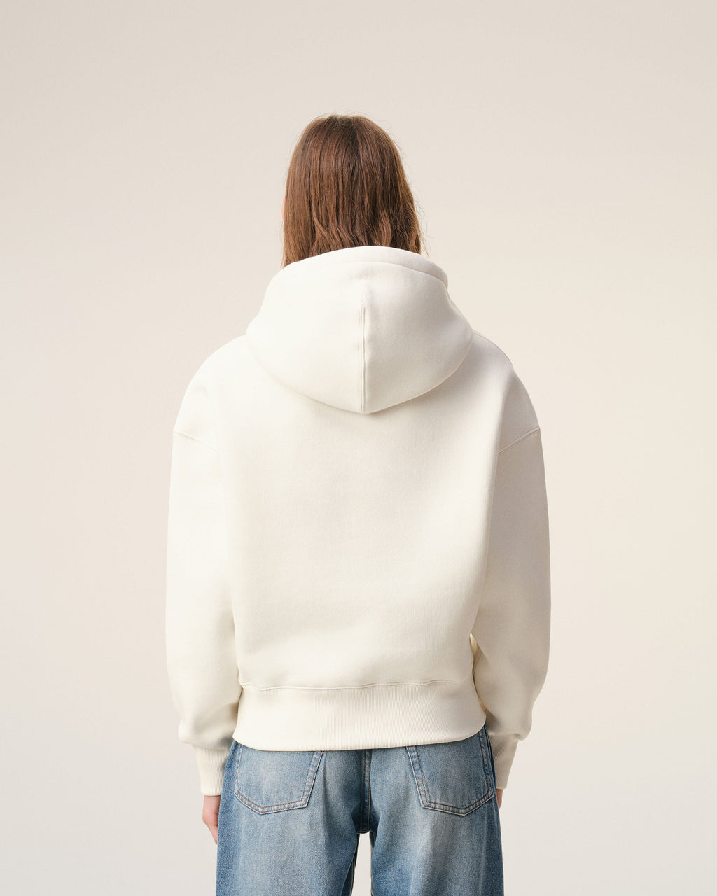 White Cotton Embossed Ami De Coeur Hoodie
