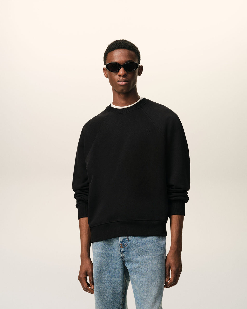 Black Cotton Embossed Ami De Coeur Sweatshirt
