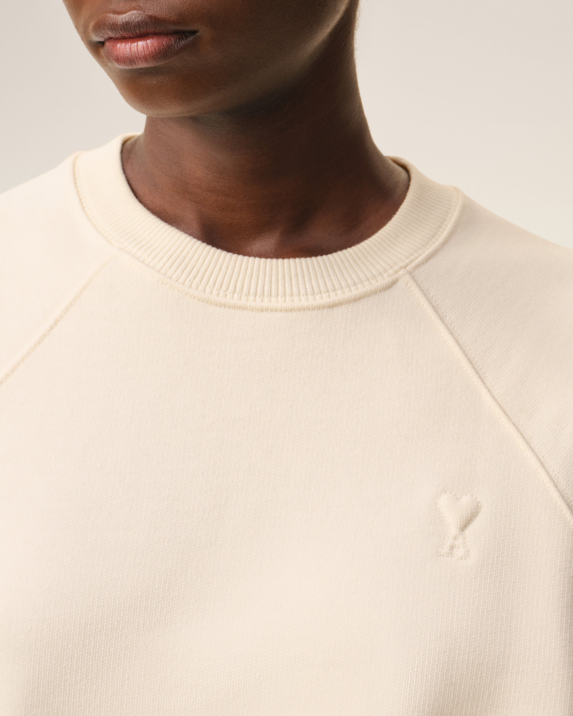 White Cotton Embossed Ami De Coeur Sweatshirt