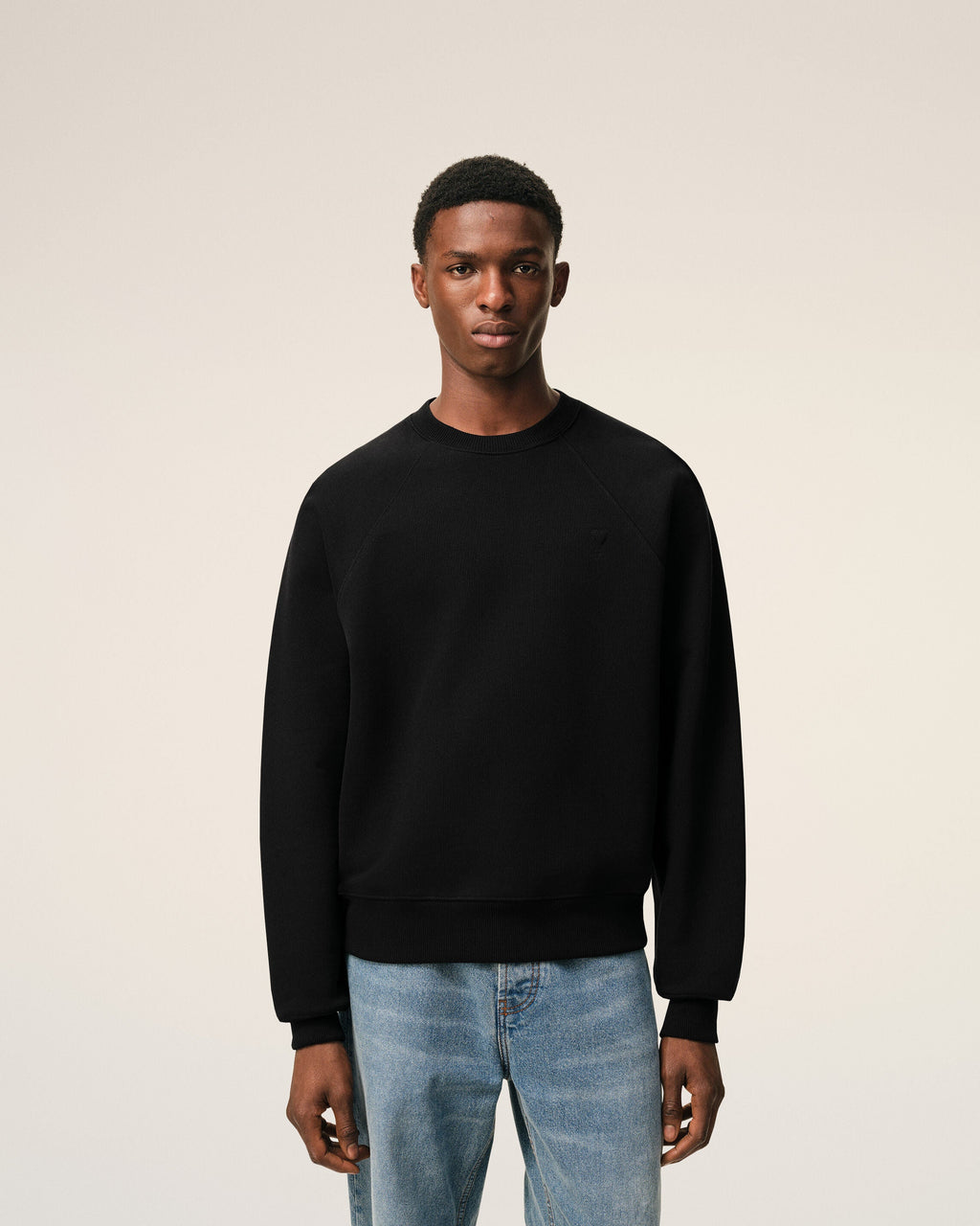 Black Cotton Embossed Ami De Coeur Sweatshirt