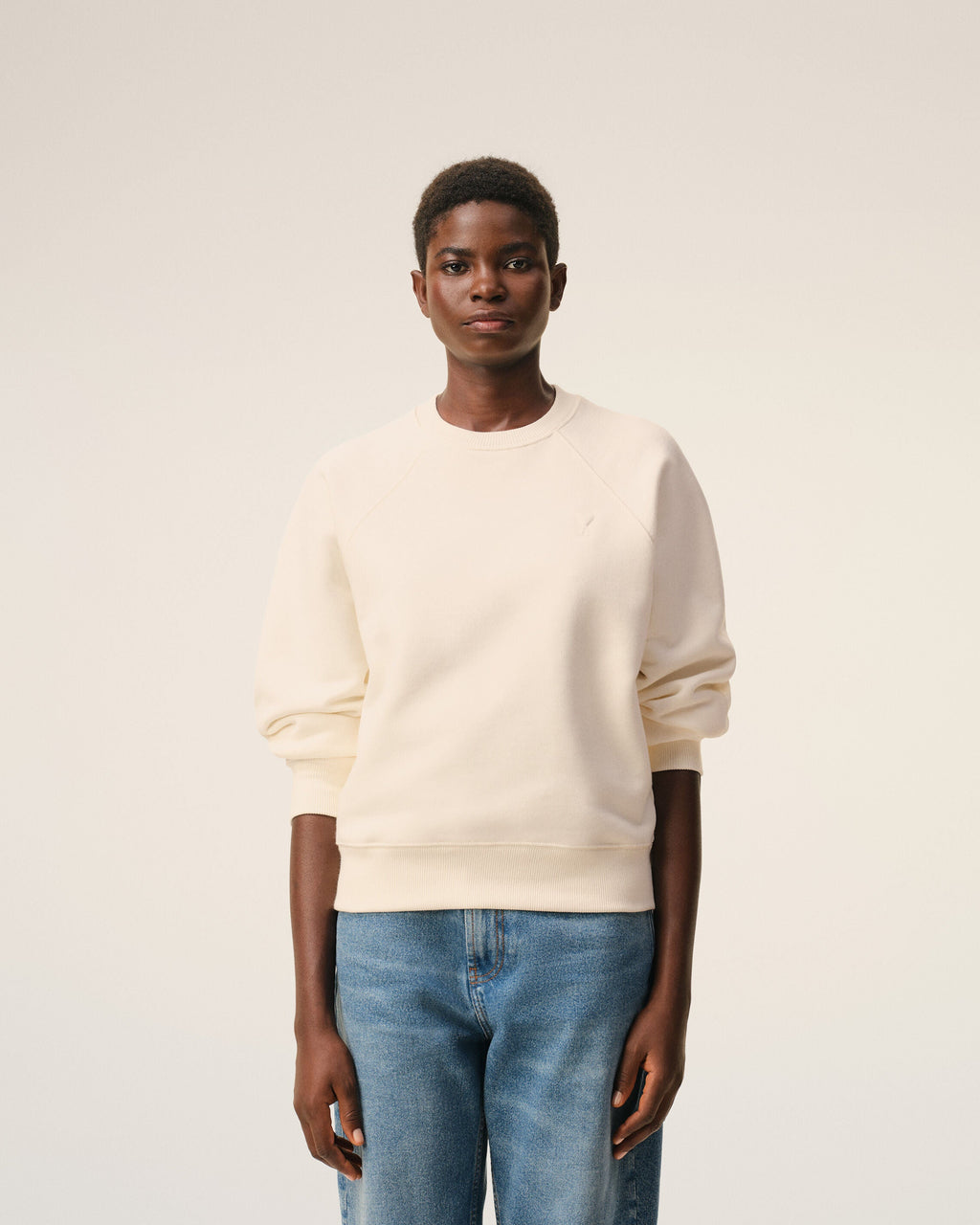 White Cotton Embossed Ami De Coeur Sweatshirt