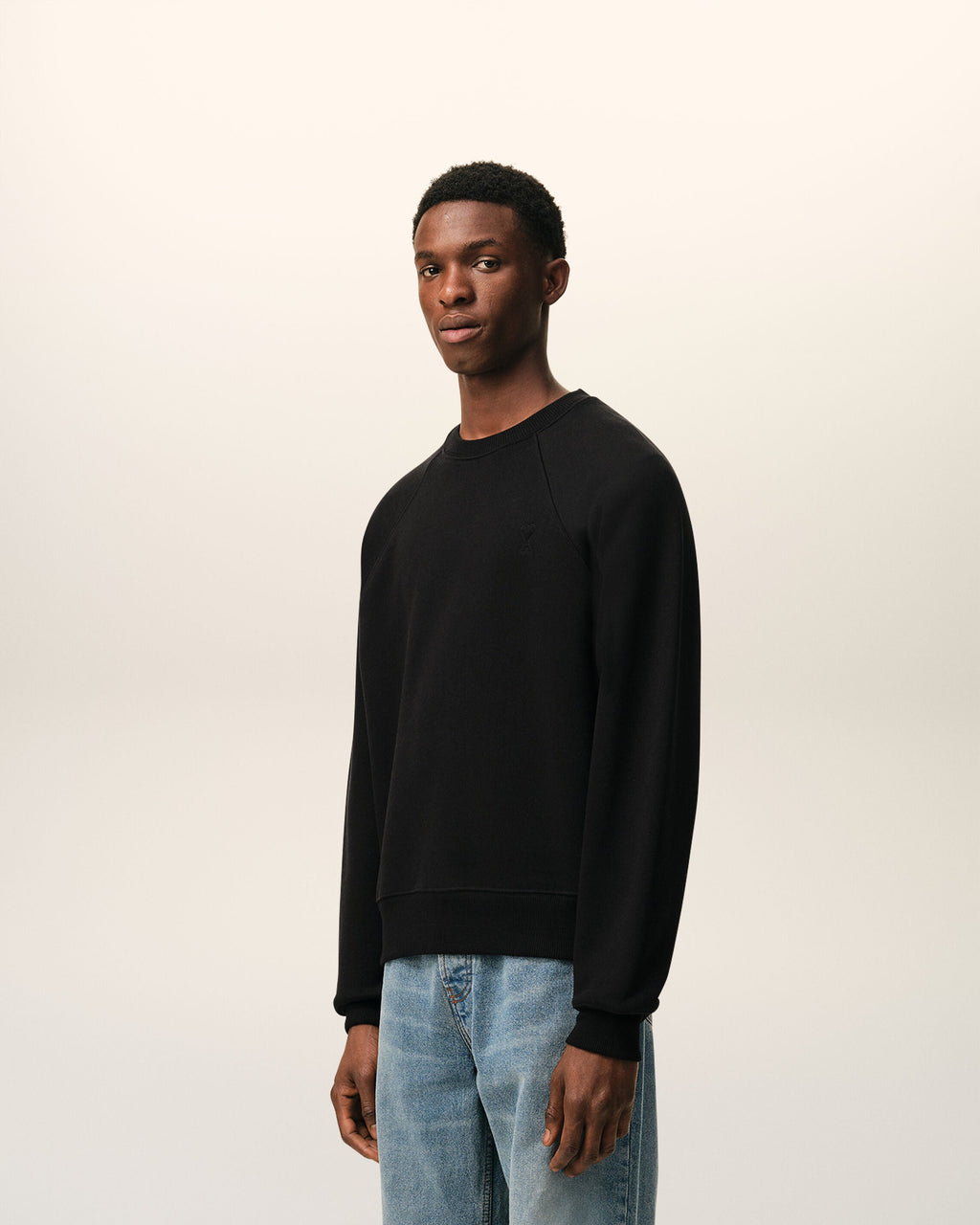 Black Cotton Embossed Ami De Coeur Sweatshirt