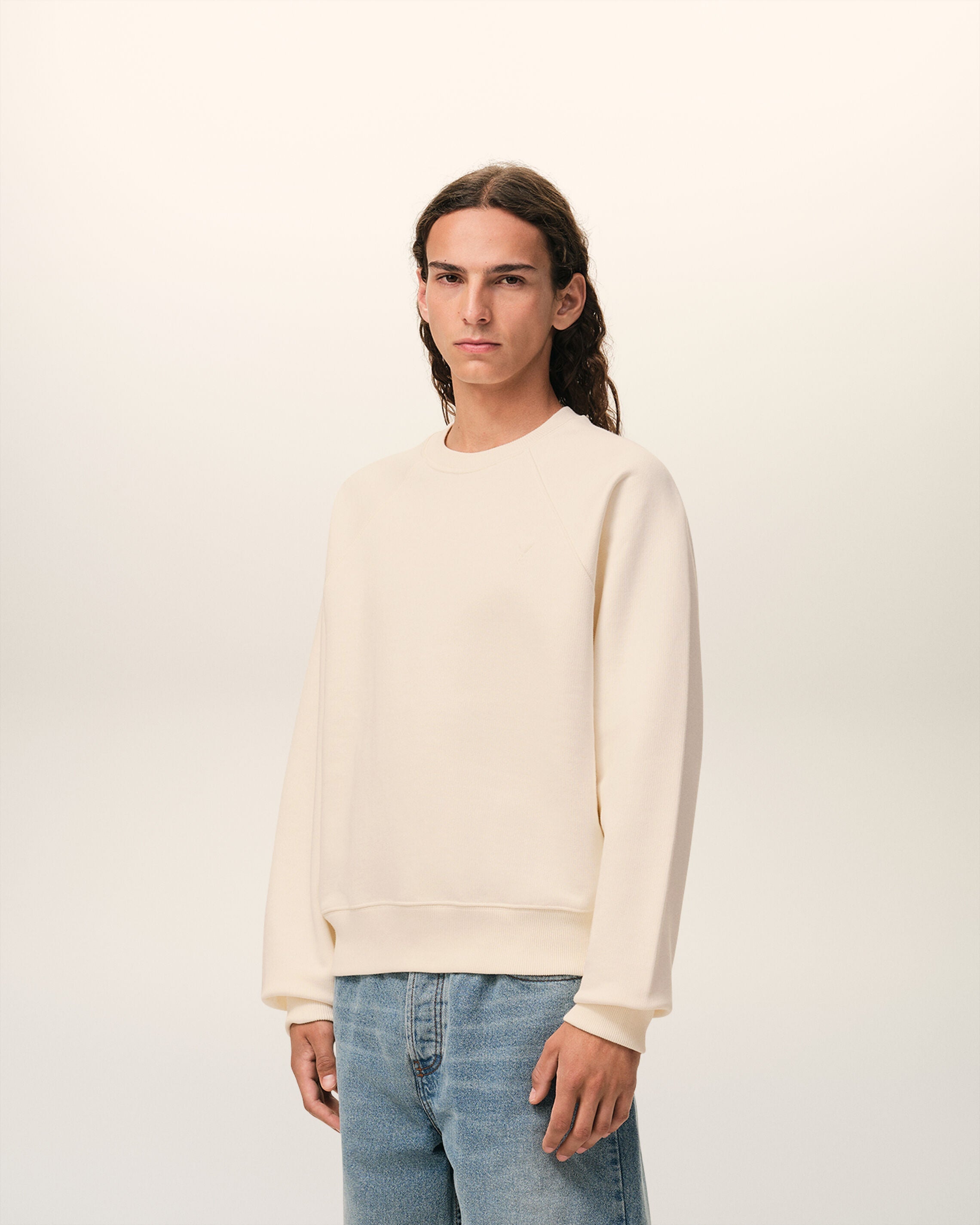 White Cotton Embossed Ami De Coeur Sweatshirt