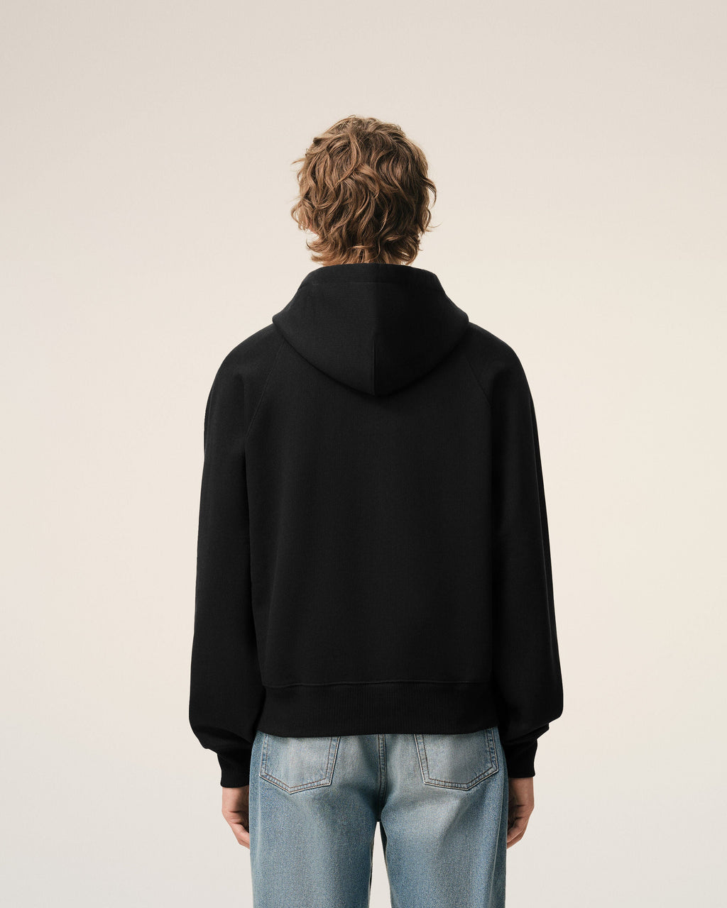 Black Cotton Embossed Ami De Coeur Hoodie