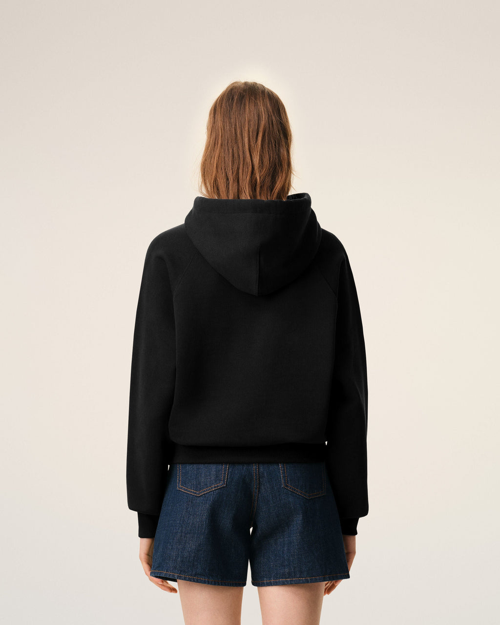 Black Cotton Embossed Ami De Coeur Hoodie