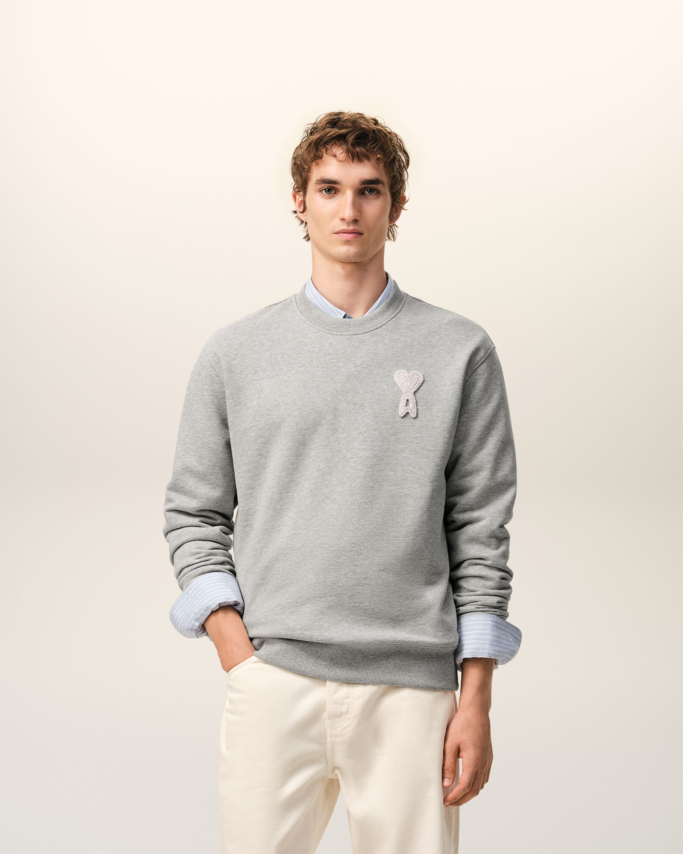 Grey Cotton Knitted Ami De Coeur Sweatshirt