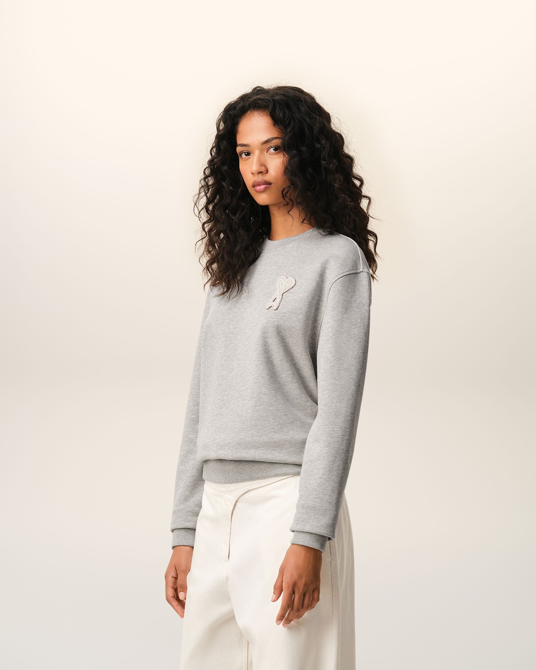 Grey Cotton Knitted Ami De Coeur Sweatshirt