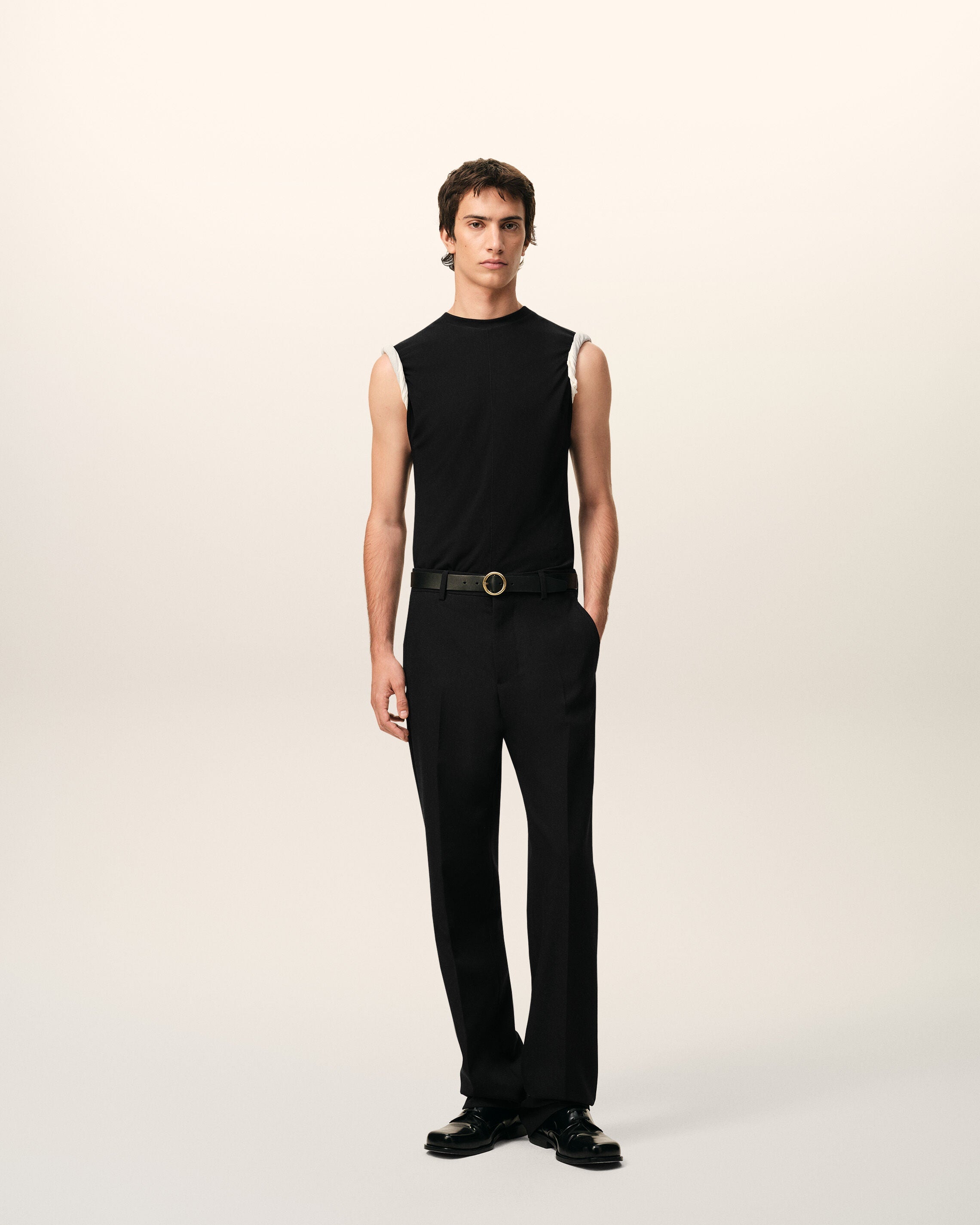 Black Jersey Sleeveless Fitted Top
