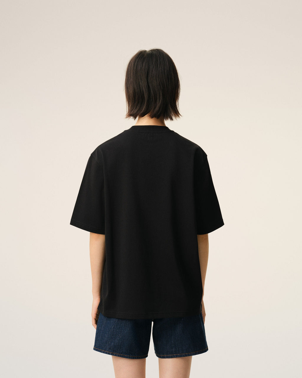 Black Cotton Embossed Ami De Coeur T-shirt