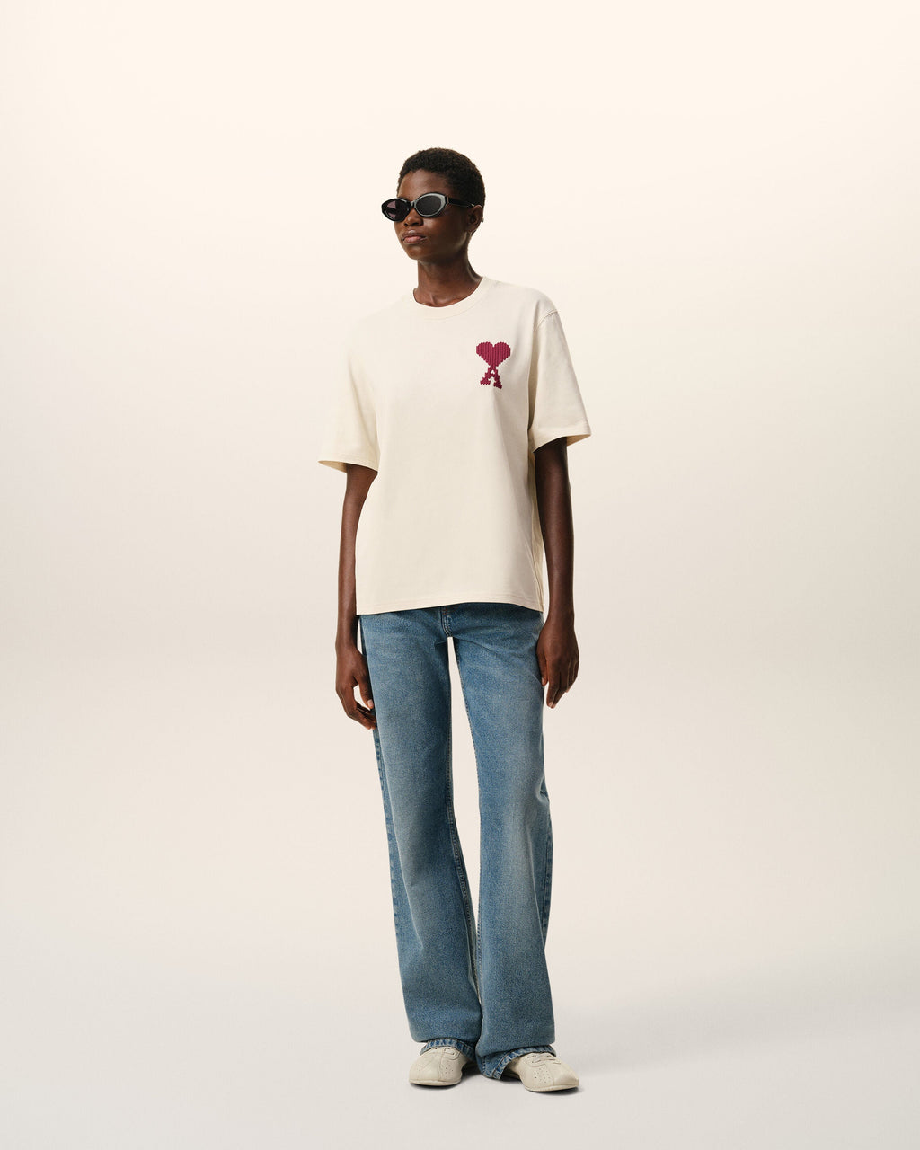 White Cotton Ami De Coeur T-shirt