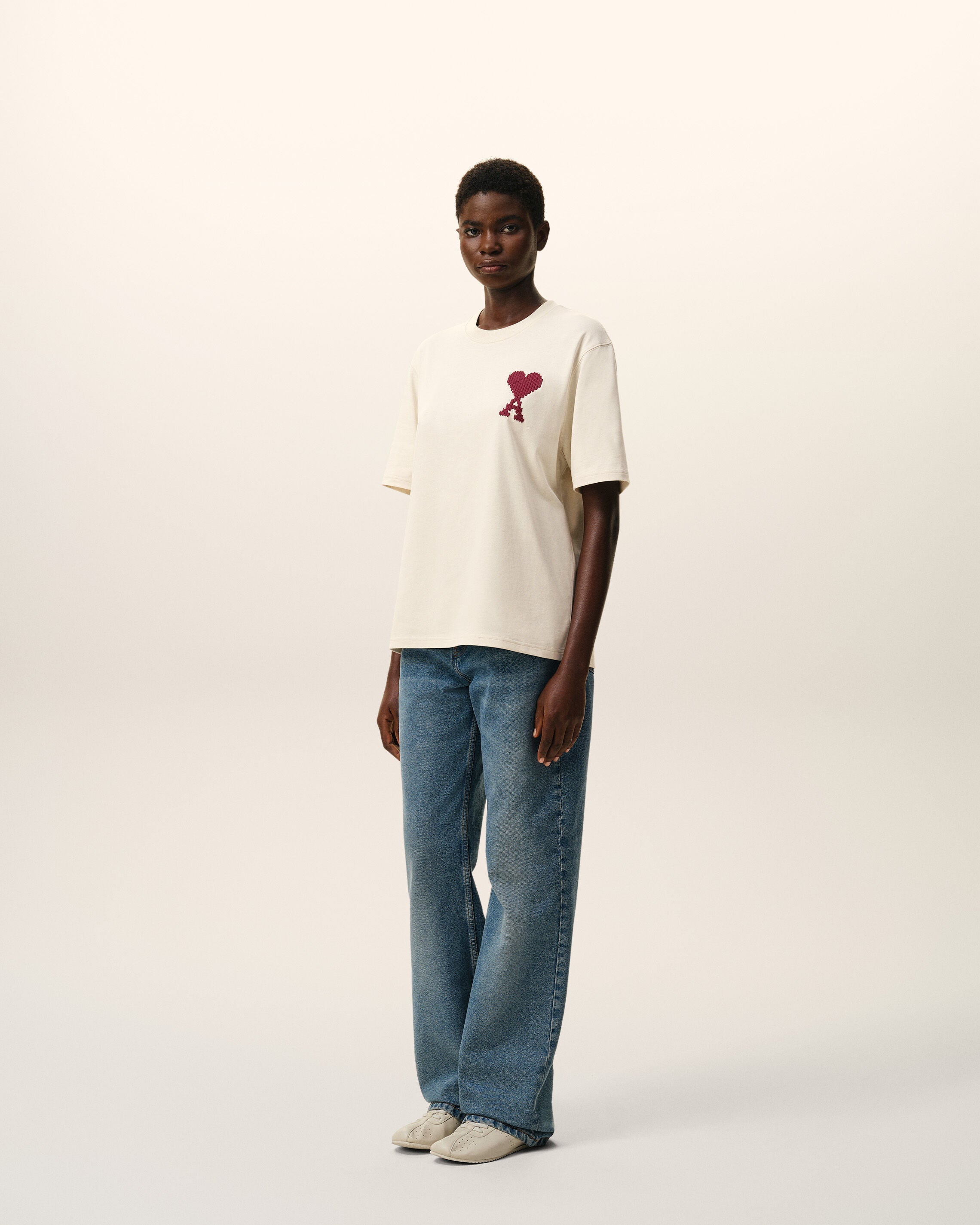 White Cotton Ami De Coeur T-shirt