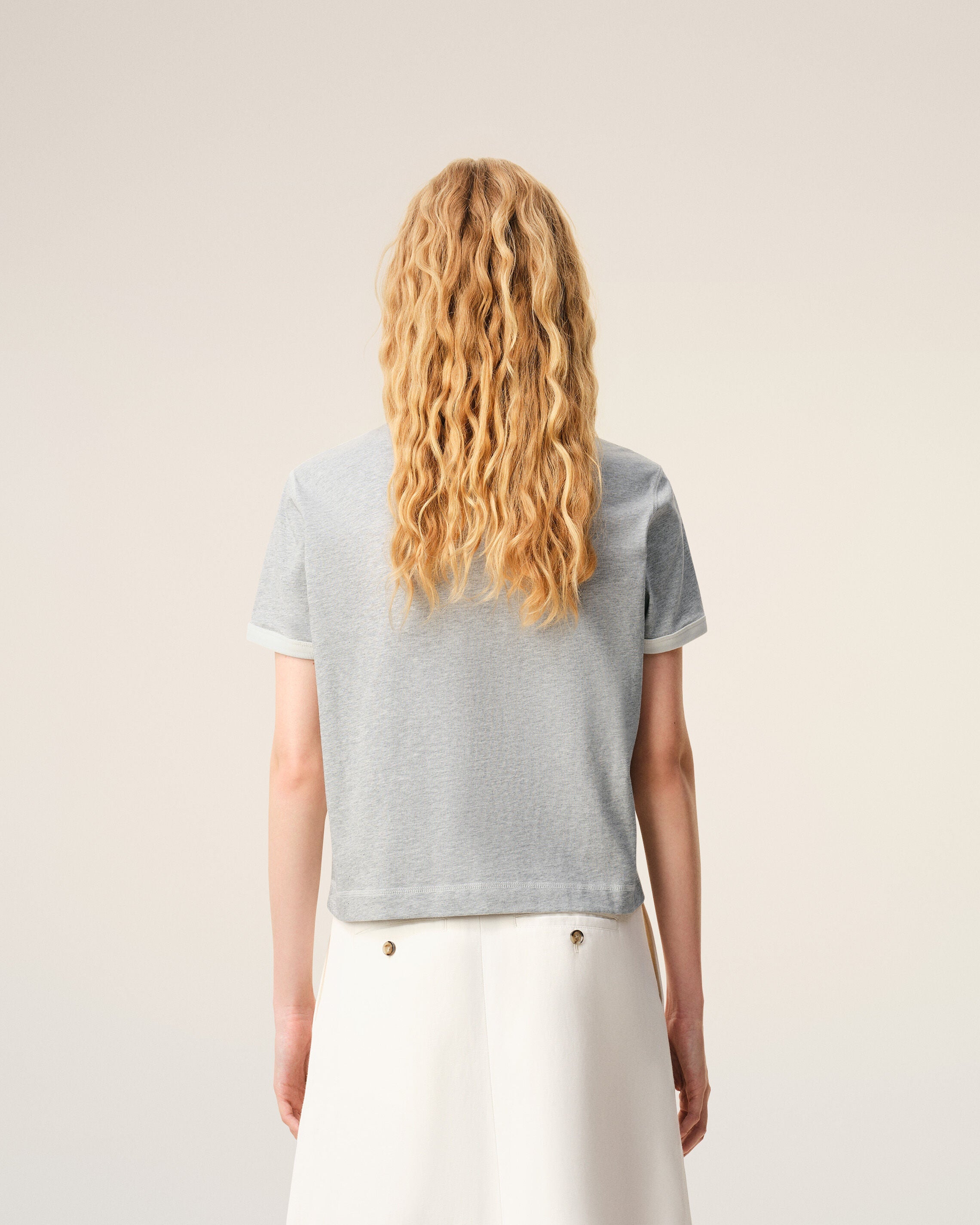 Grey Cotton Ami Paris Knitted Patch T-shirt