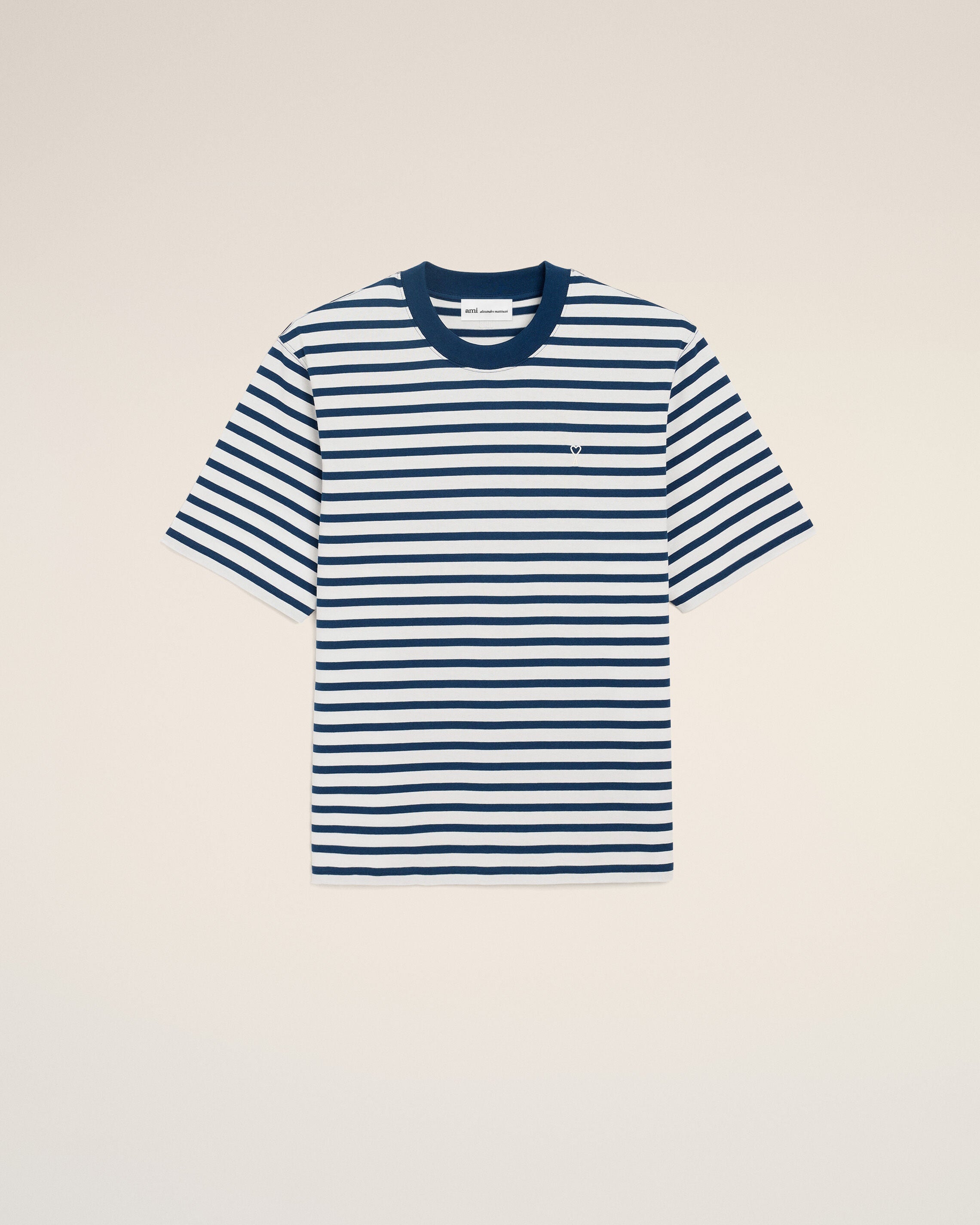 Blue Cotton Boxy Fit Mariniere Ami De Coeur T-shirt