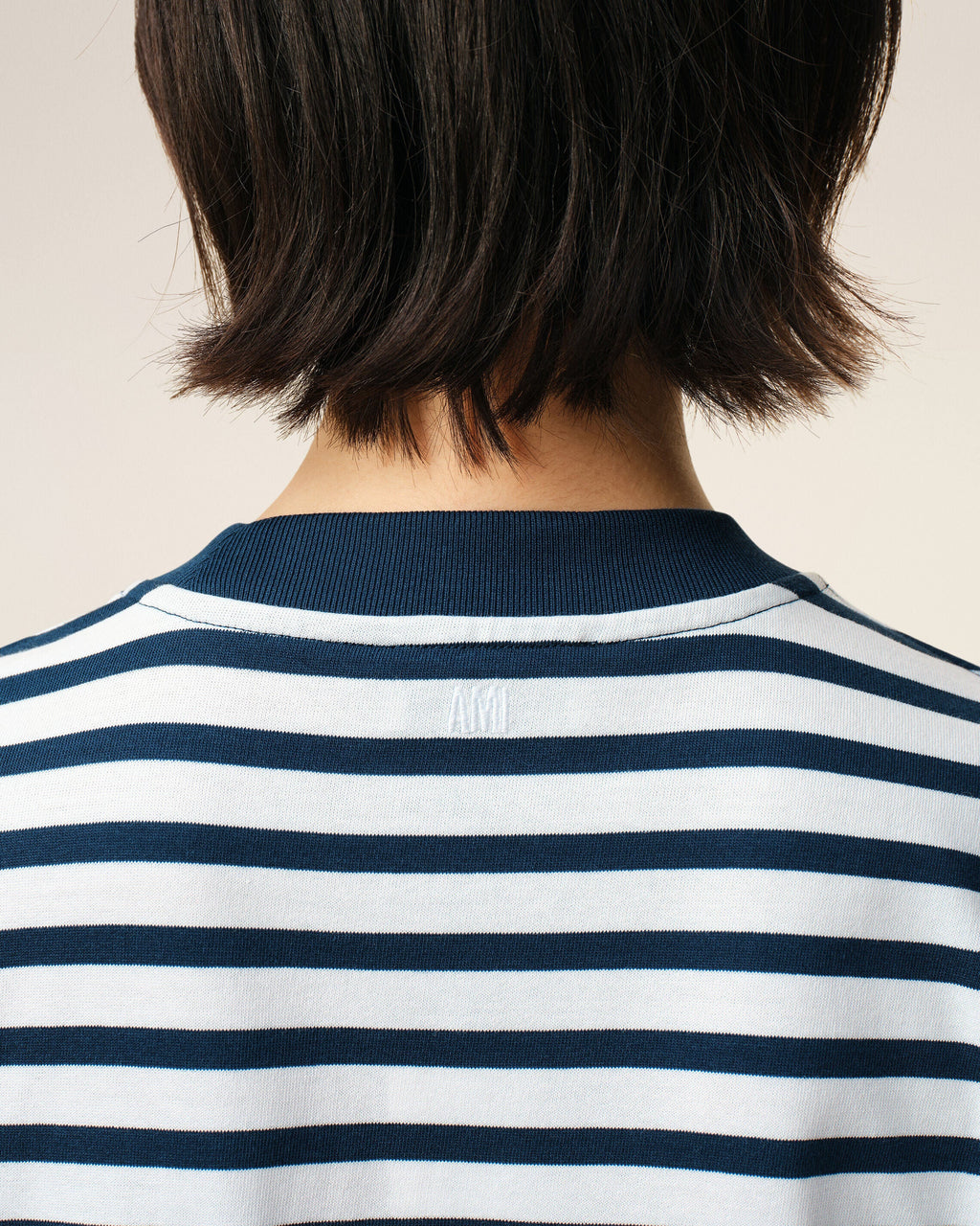Blue Cotton Boxy Fit Mariniere Ami De Coeur T-shirt
