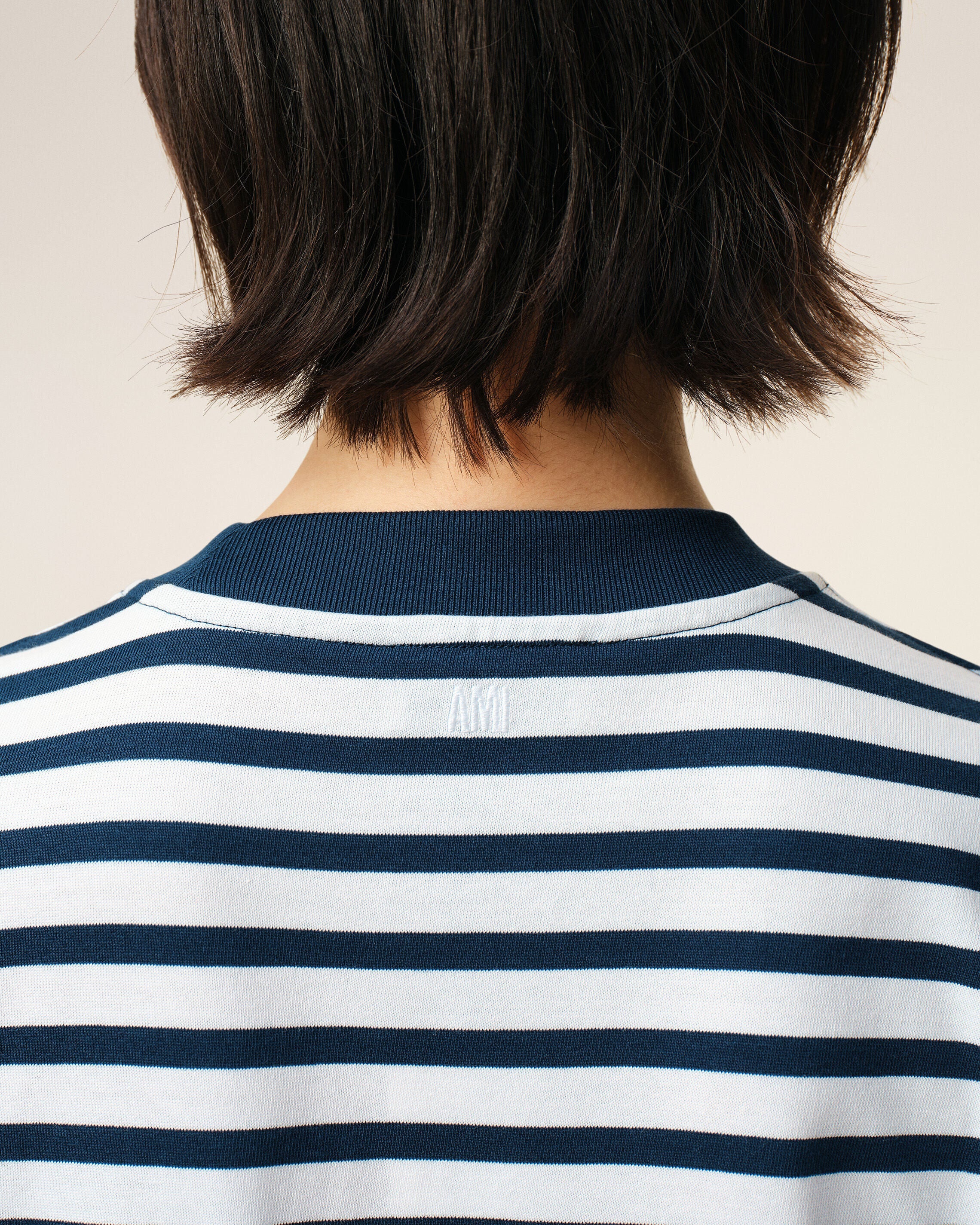 Blue Cotton Boxy Fit Mariniere Ami De Coeur T-shirt