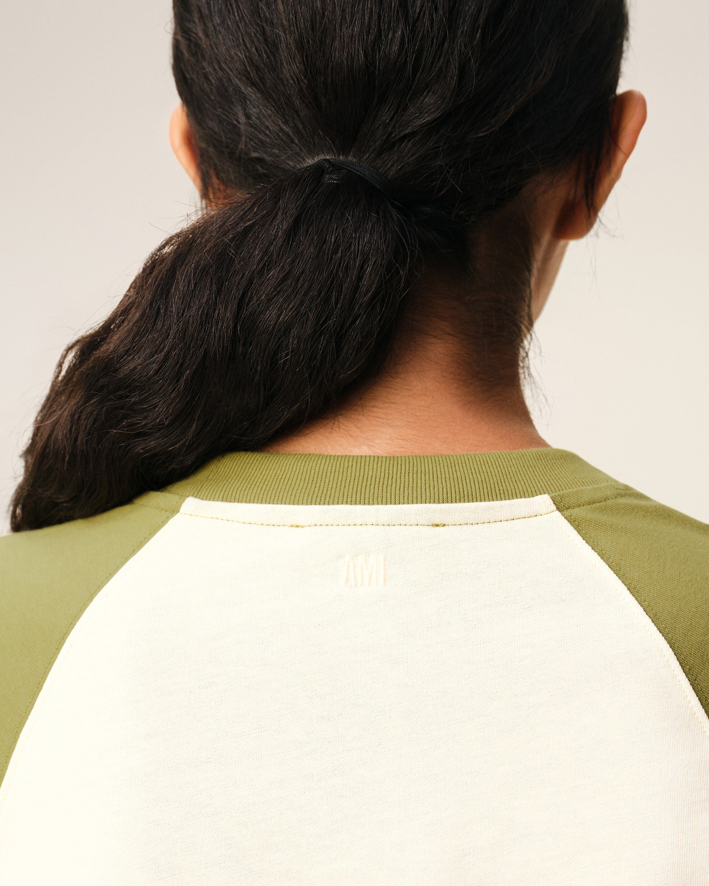 White And Green Cotton Ami De Coeur Knitted Patch T-shirt