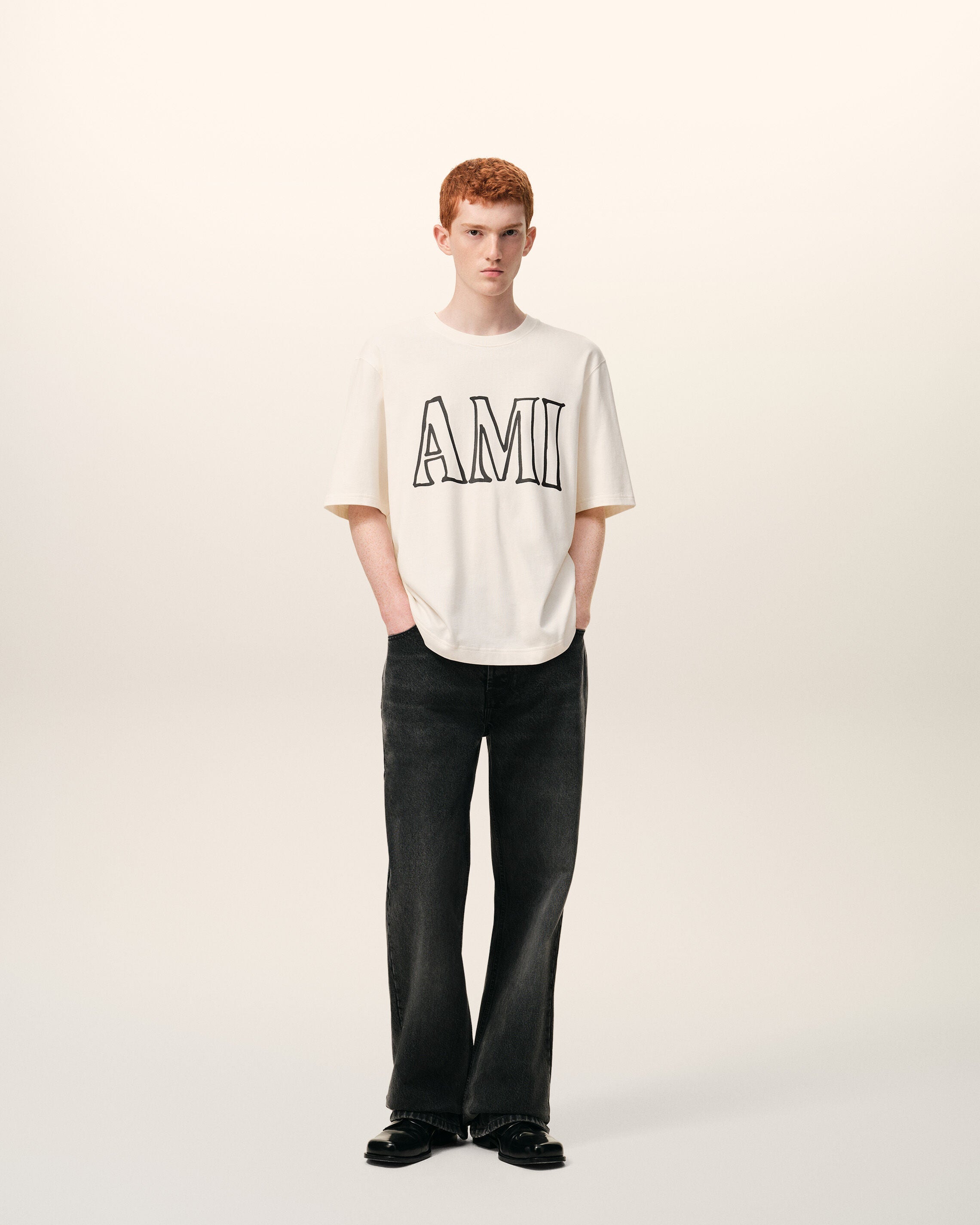 White Cotton Ami Paris Print T-shirt