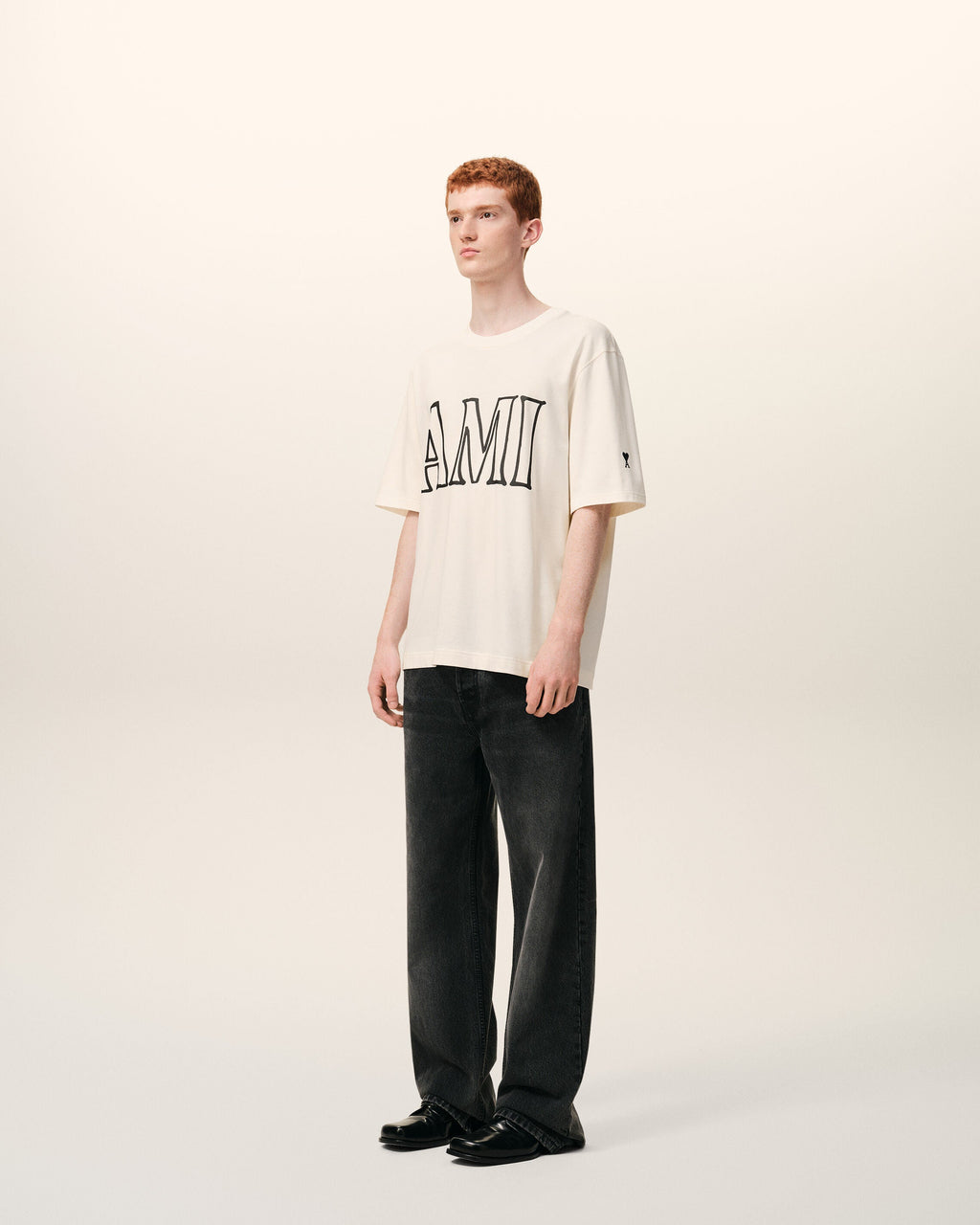 White Cotton Ami Paris Print T-shirt