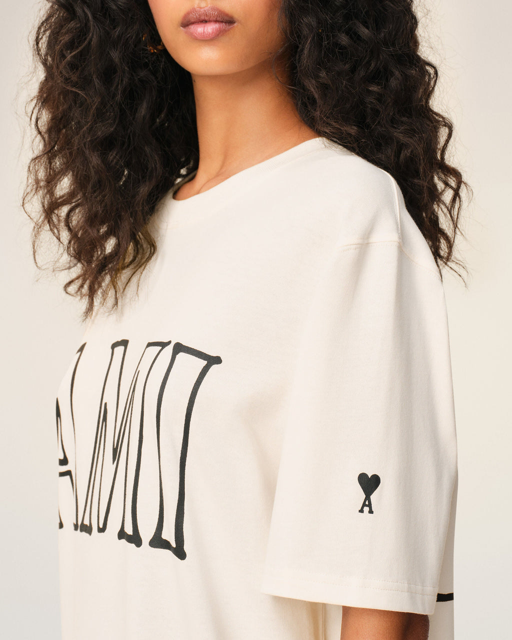 White Cotton Ami Paris Print T-shirt