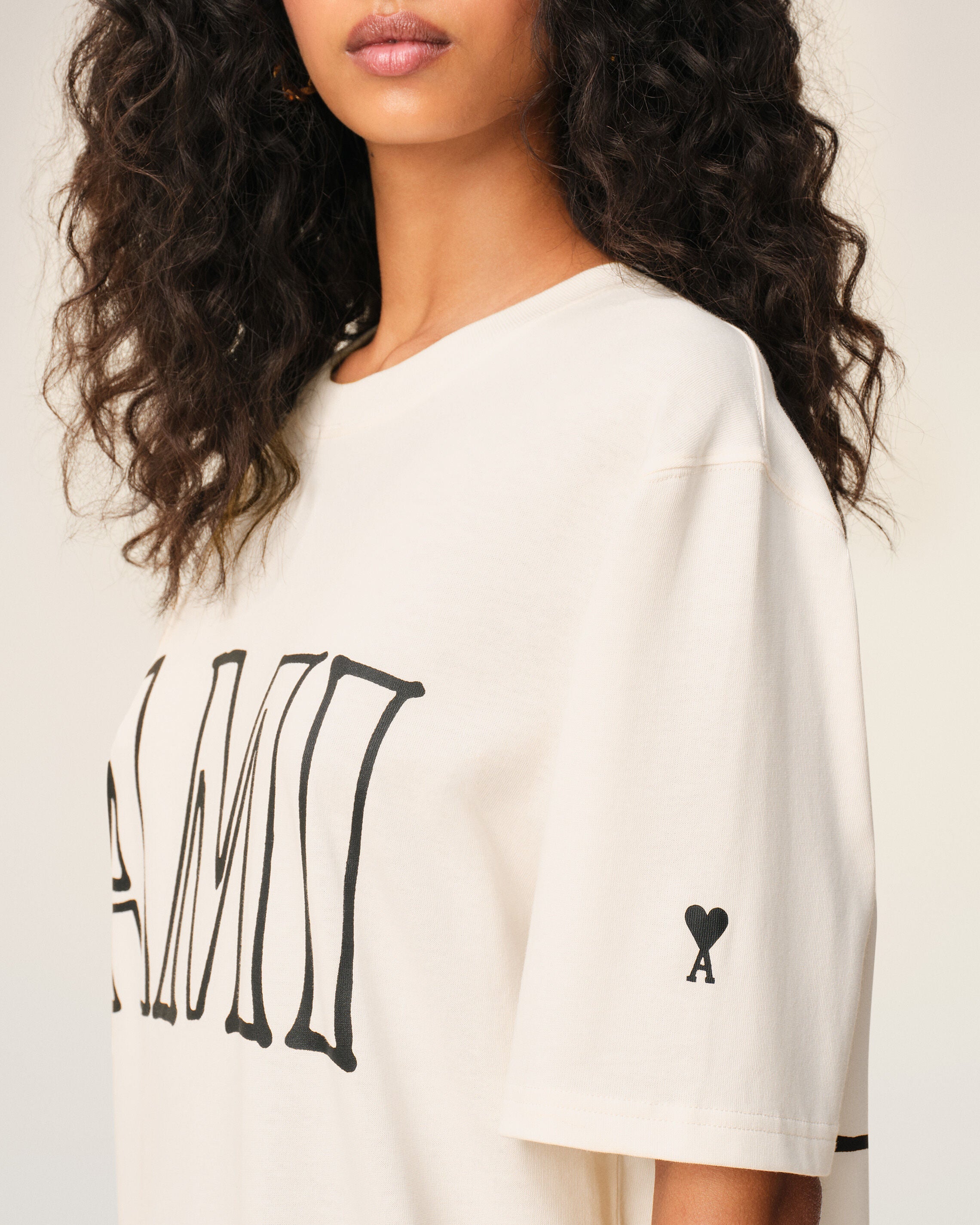 White Cotton Ami Paris Print T-shirt