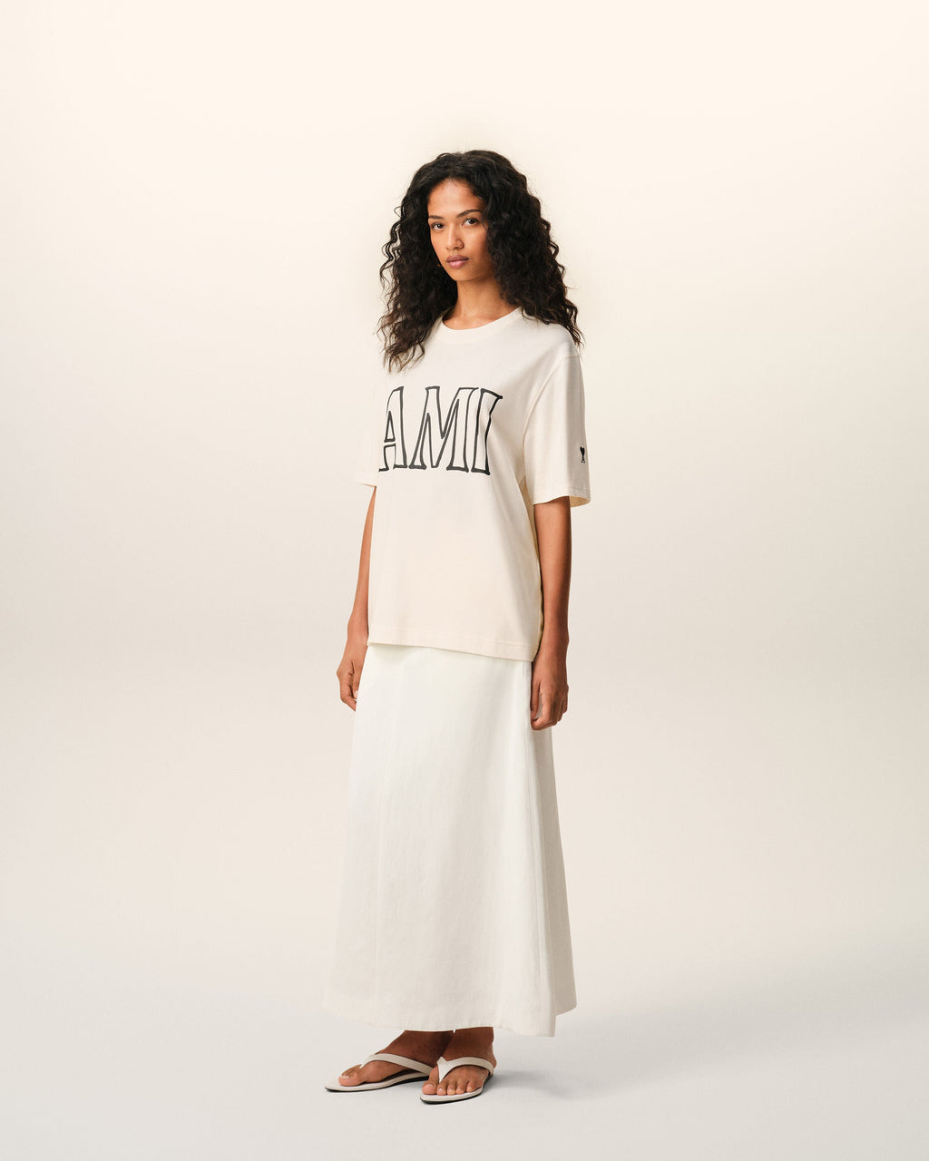 White Cotton Ami Paris Print T-shirt