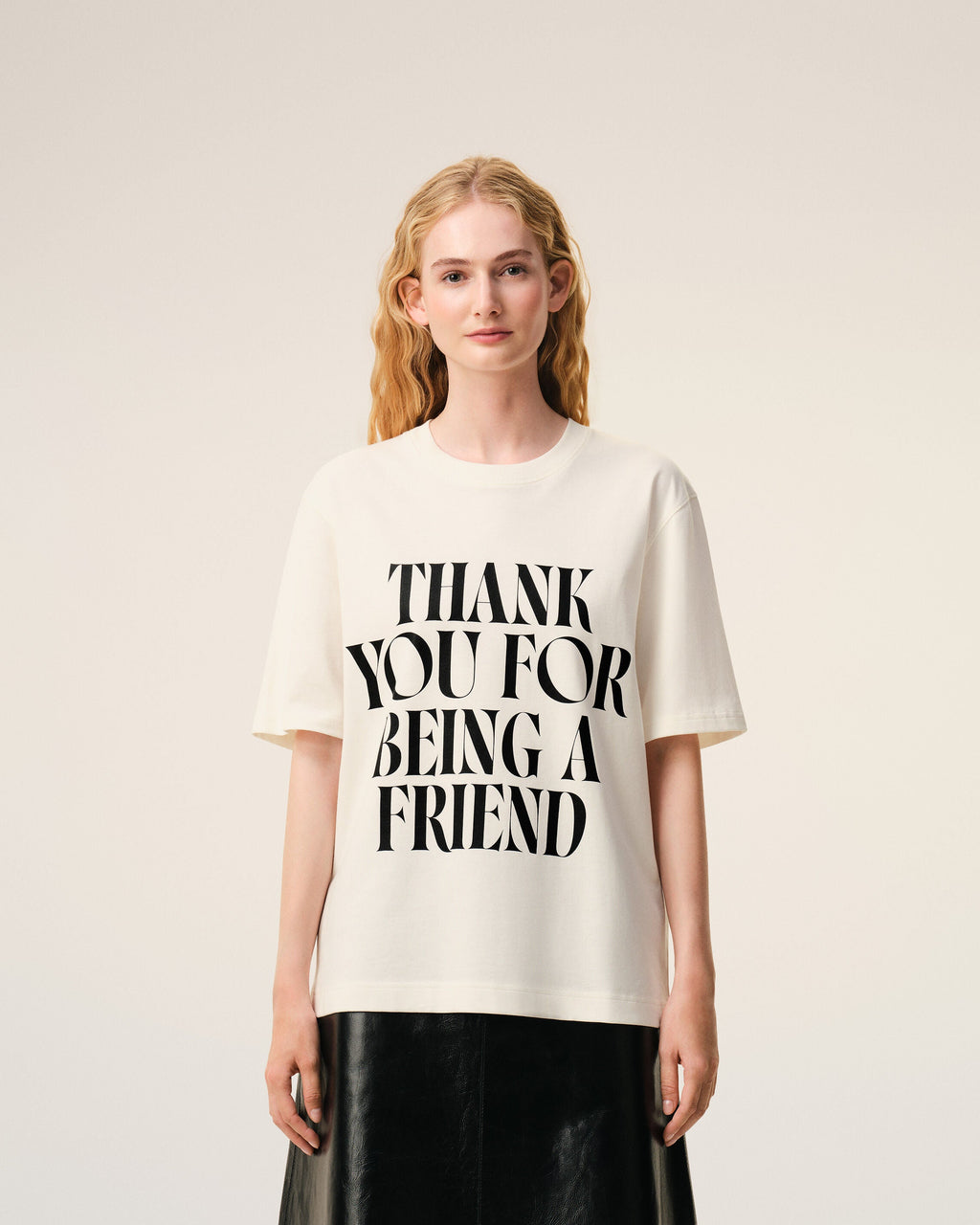 White Cotton Thank You For Being A Friend Print T-shirt