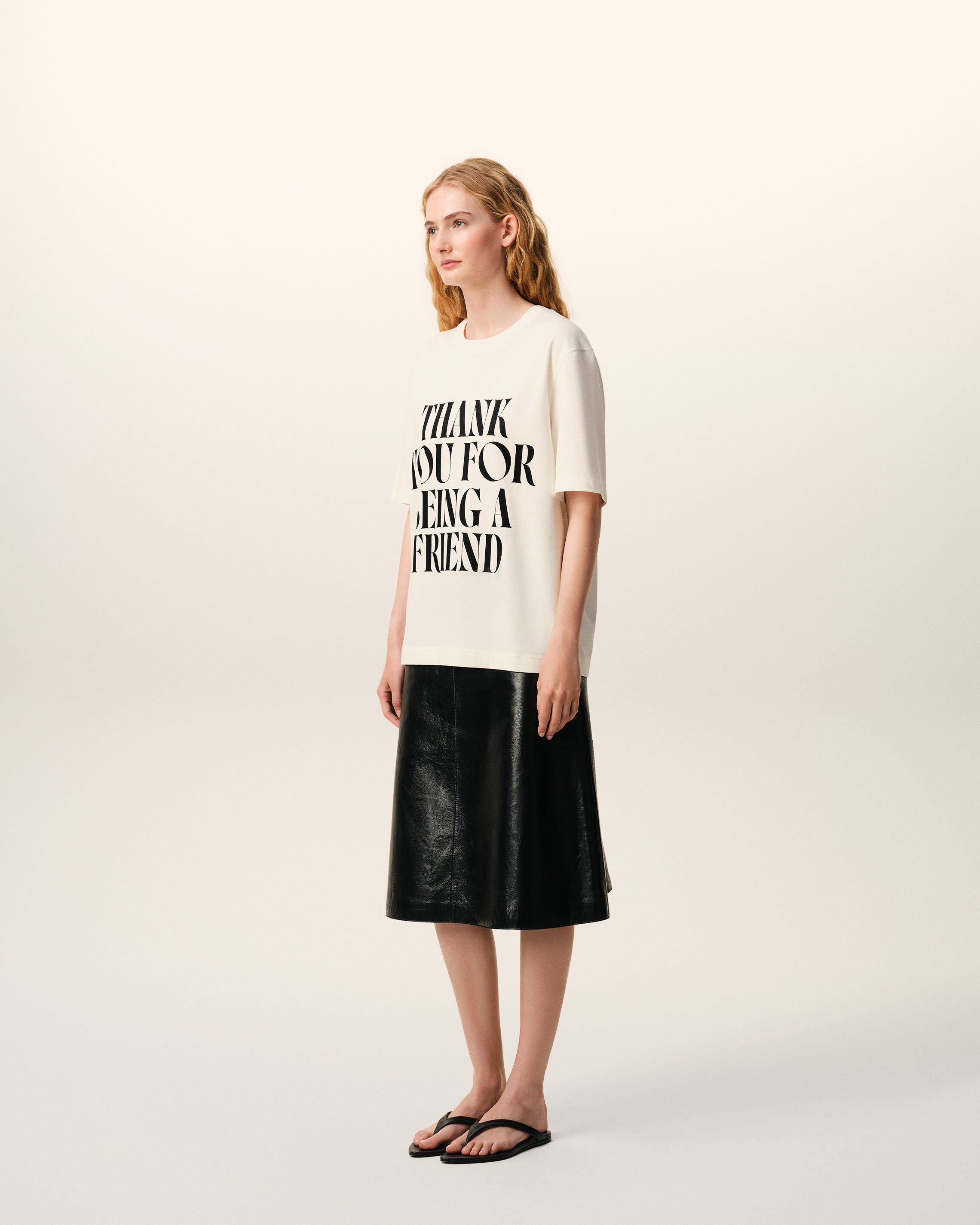 White Cotton Thank You For Being A Friend Print T-shirt
