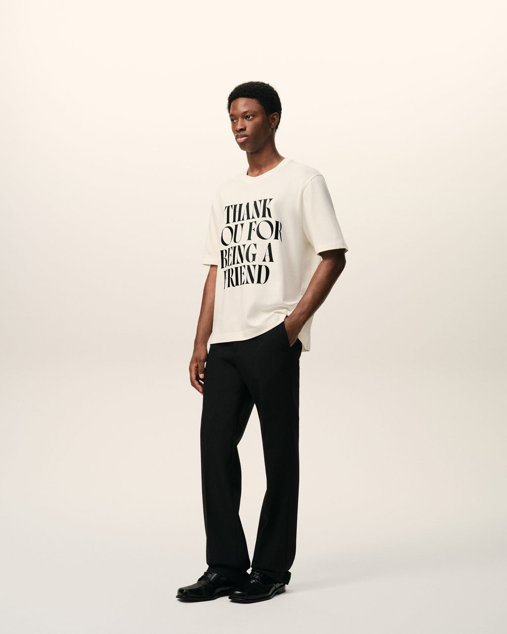 White Cotton Thank You For Being A Friend Print T-shirt