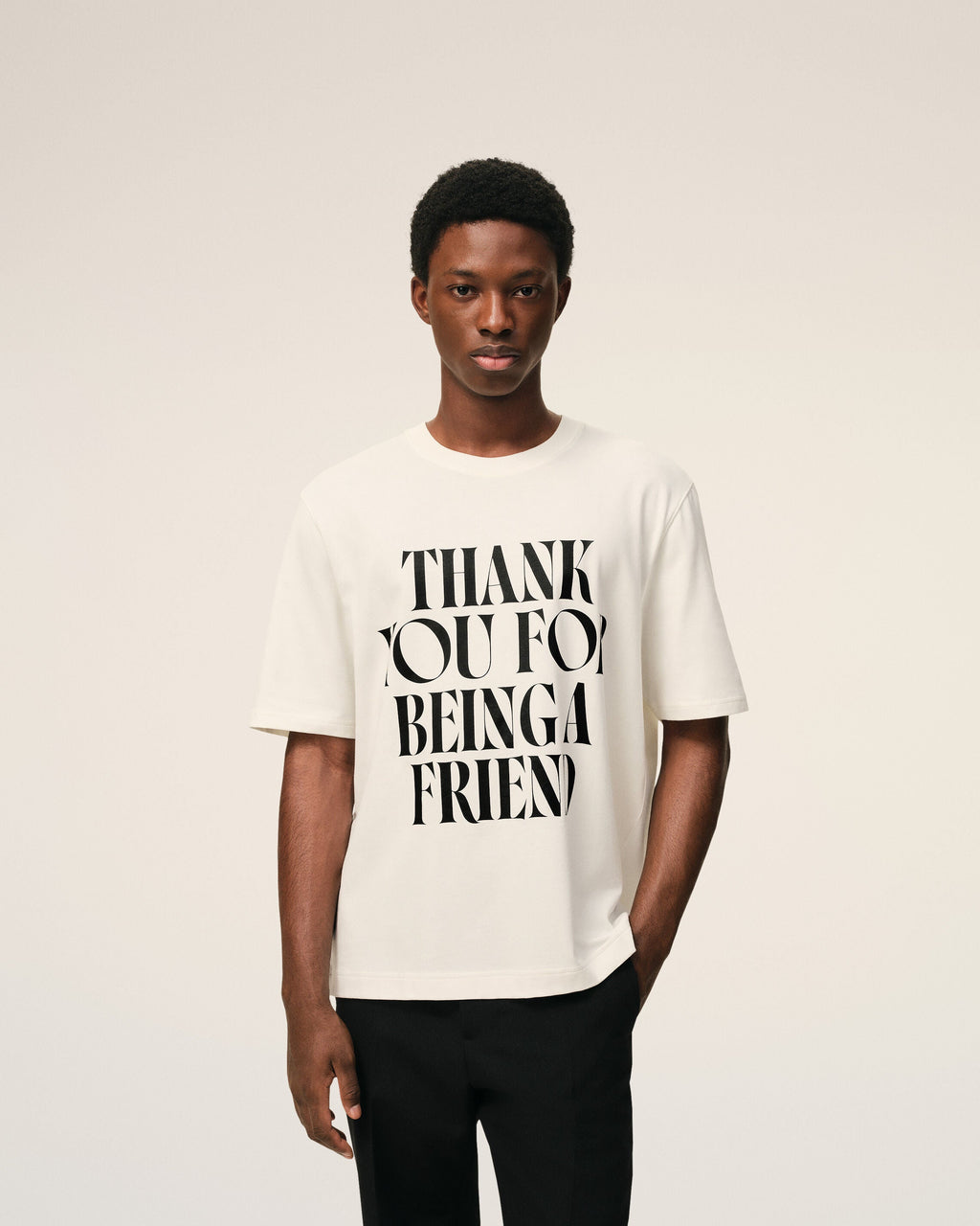 White Cotton Thank You For Being A Friend Print T-shirt