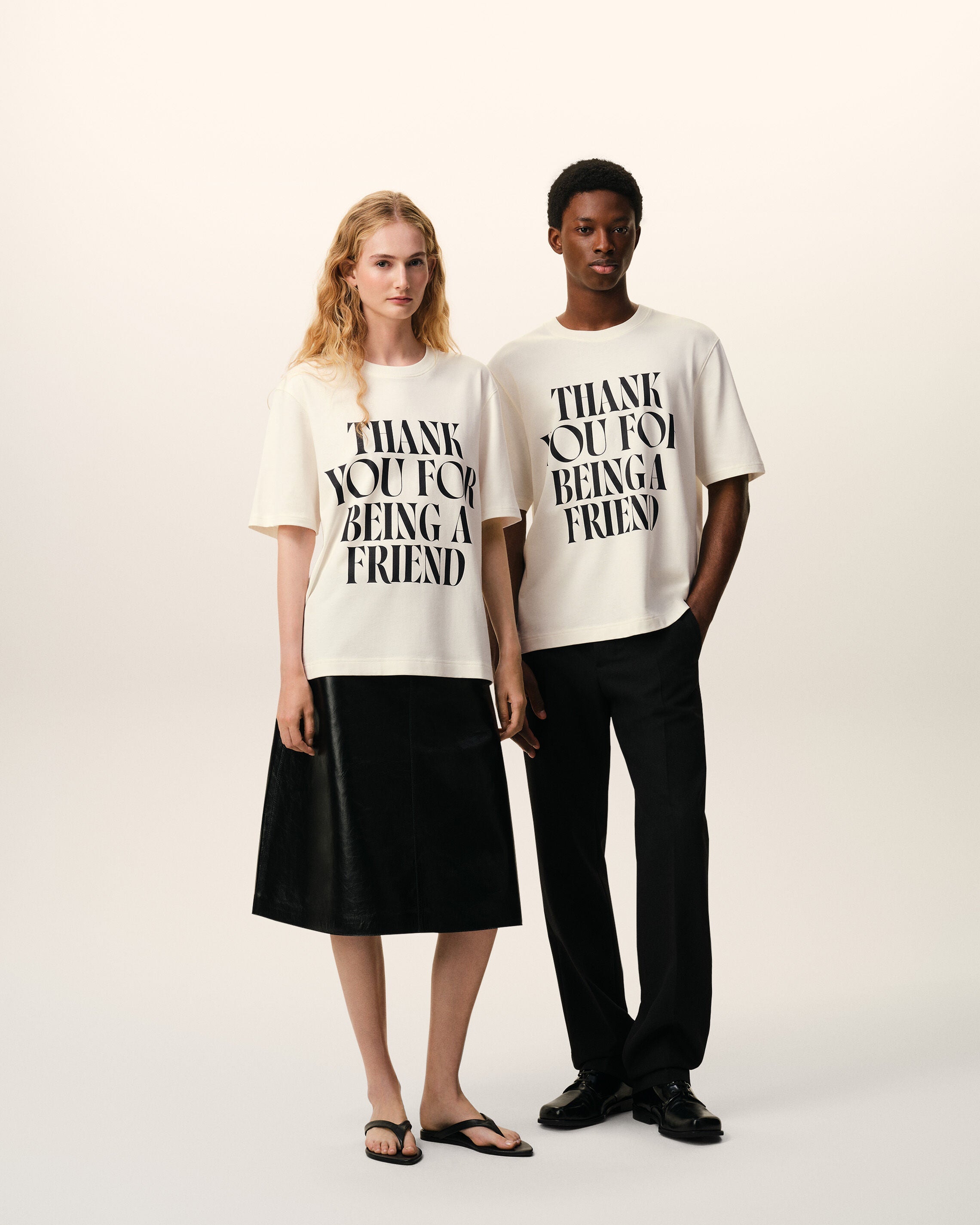 White Cotton Thank You For Being A Friend Print T-shirt