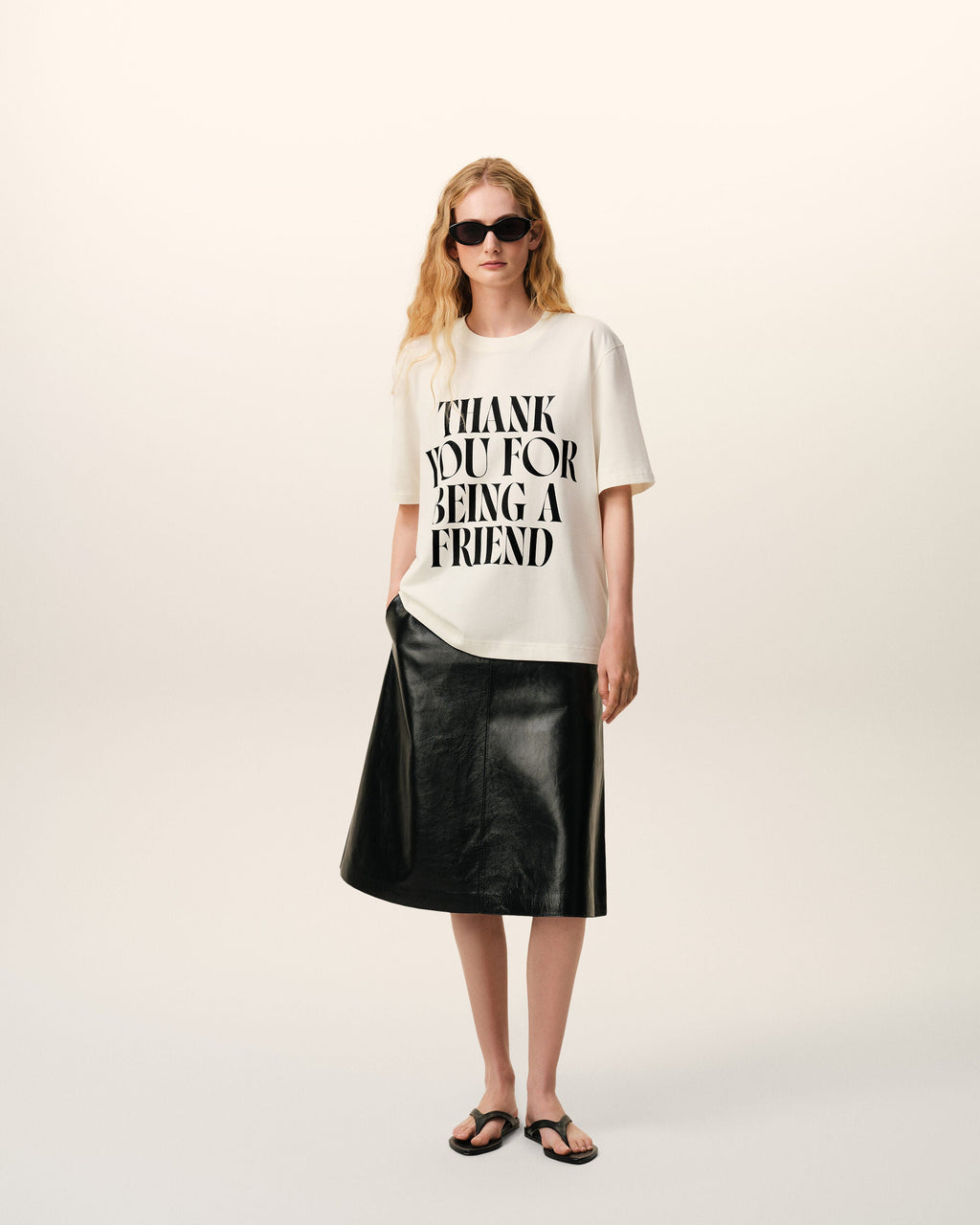 White Cotton Thank You For Being A Friend Print T-shirt