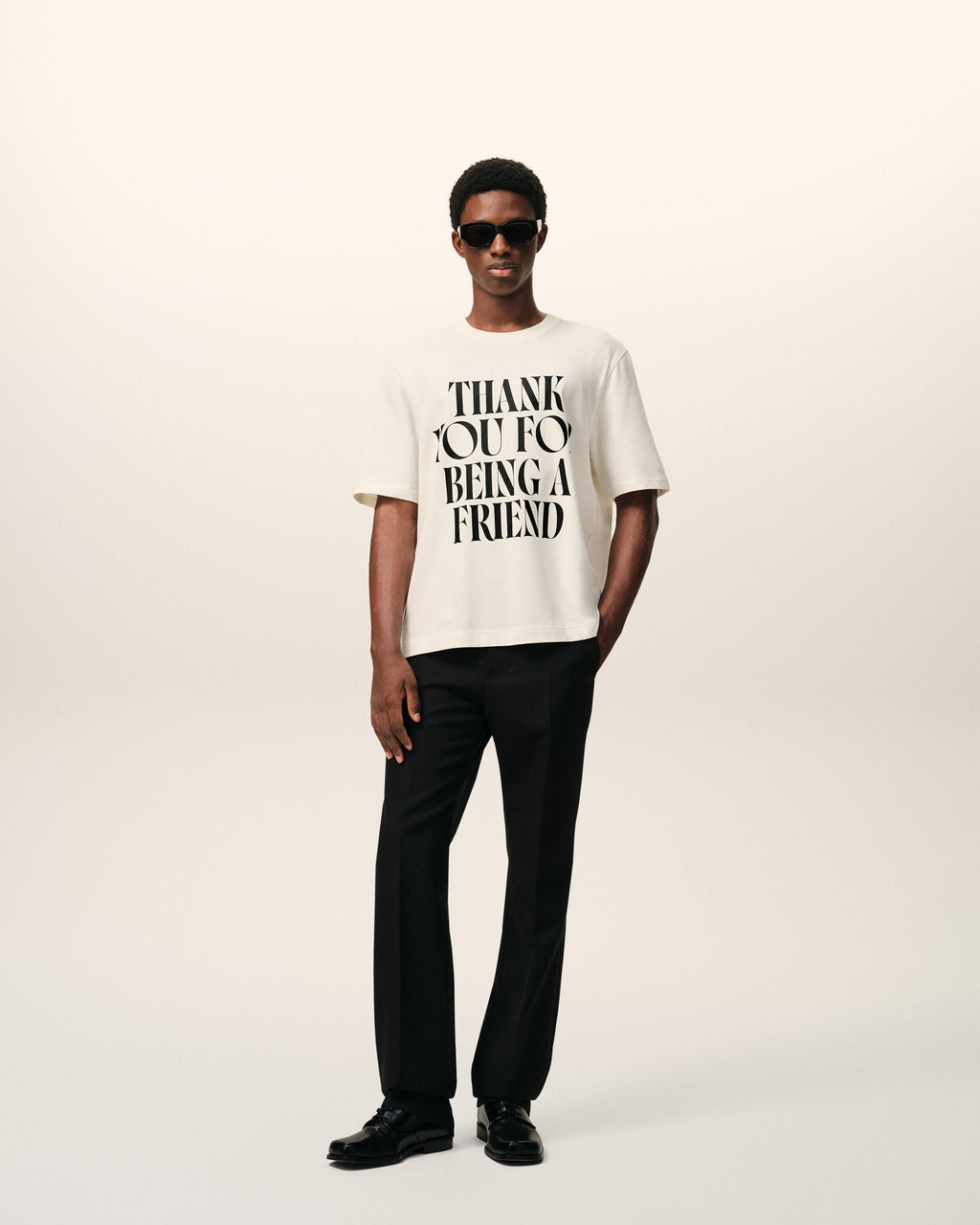 White Cotton Thank You For Being A Friend Print T-shirt