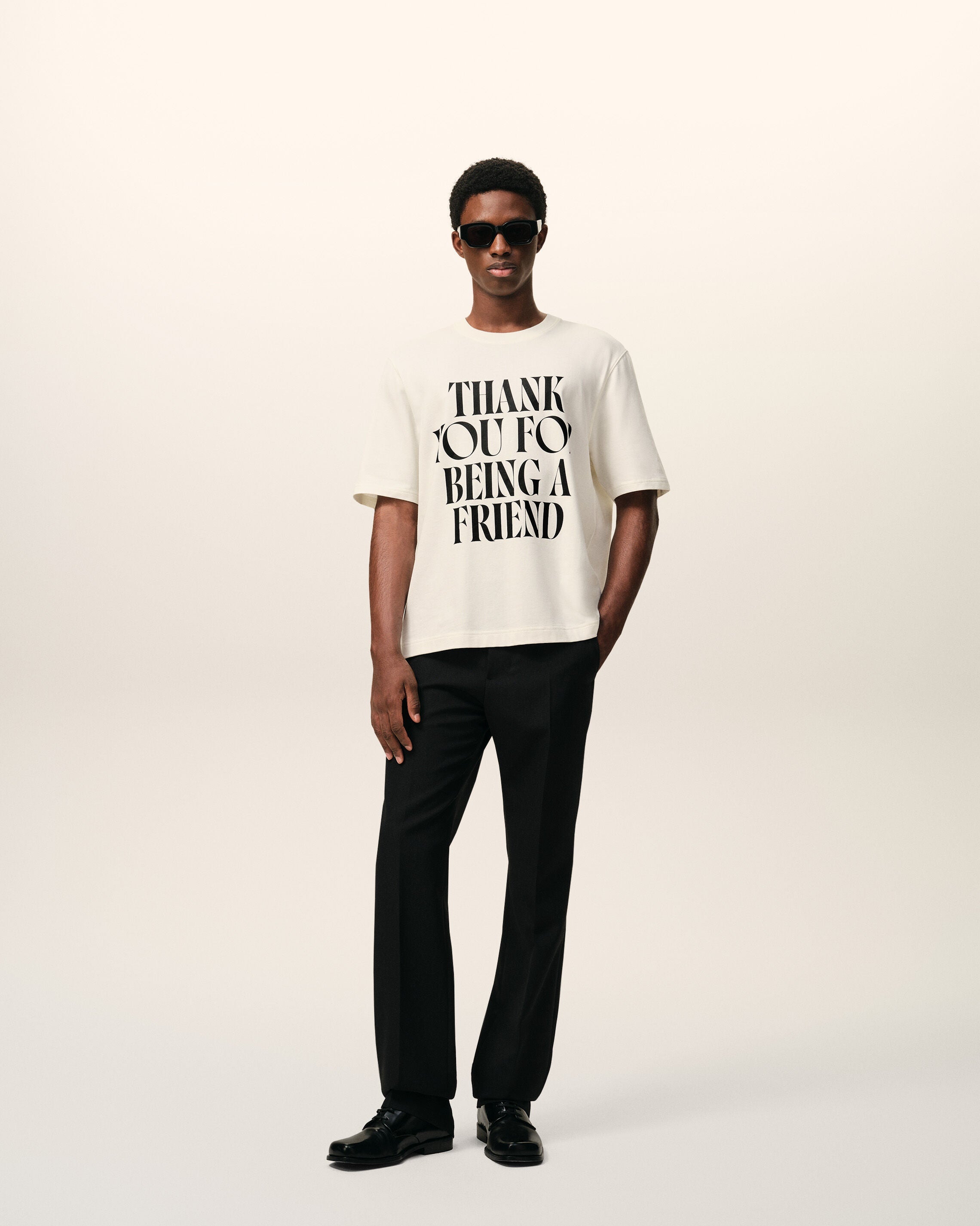 White Cotton Thank You For Being A Friend Print T-shirt
