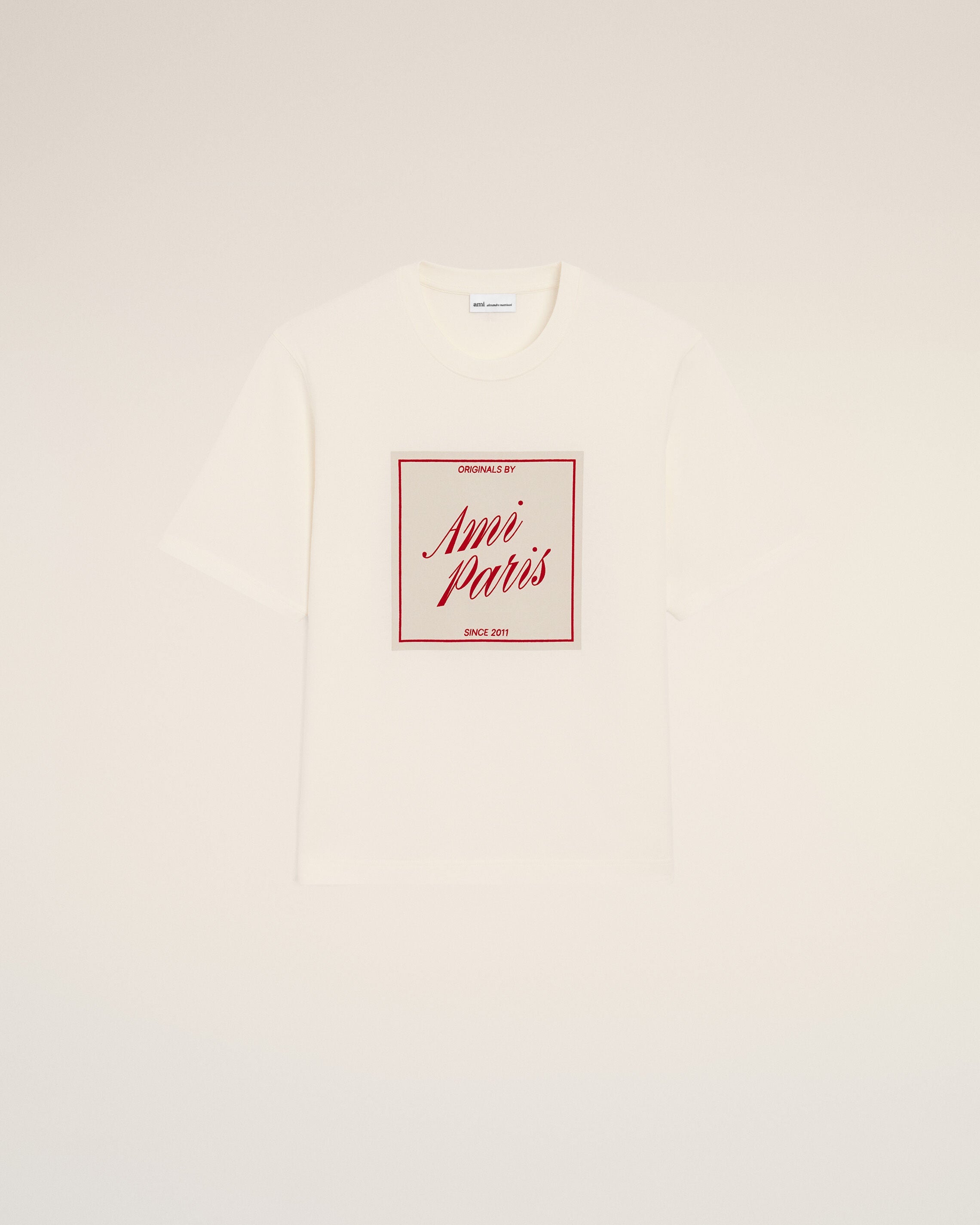 White Cotton Ami Paris Heritage Print T-shirt