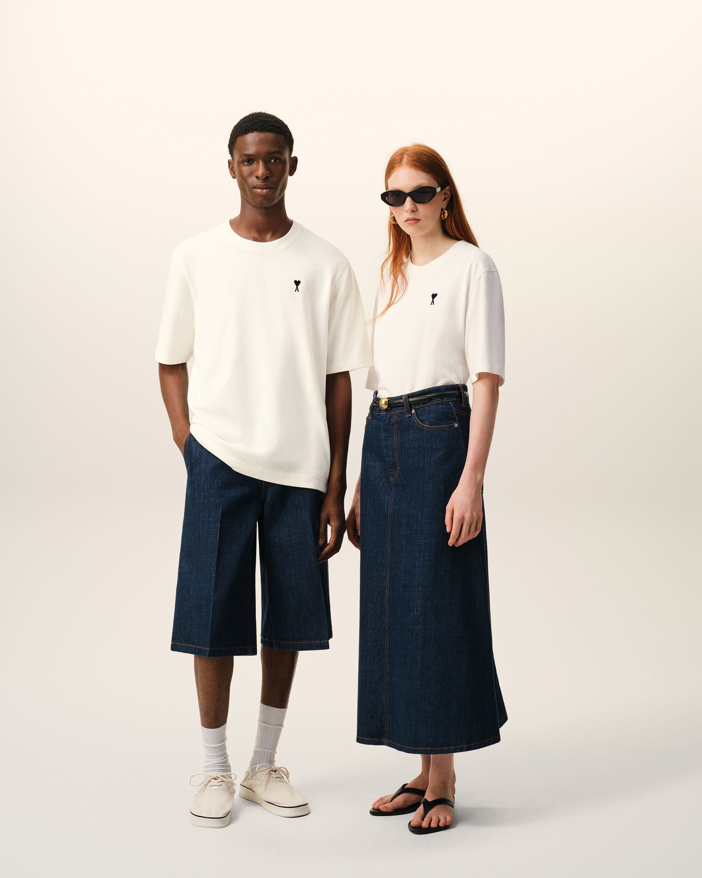 White Cotton Place Des Victoires Print T-shirt